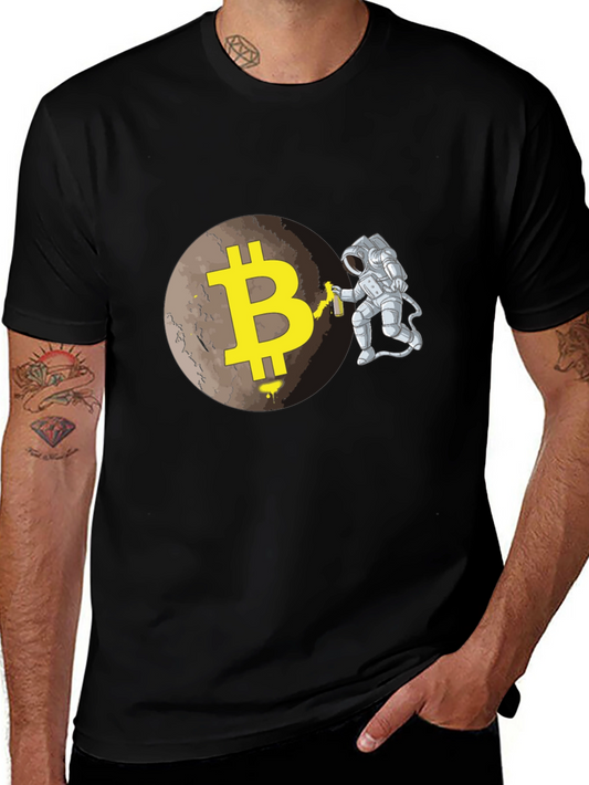 Bitcoin Moon Astronaut Graphic T-Shirt