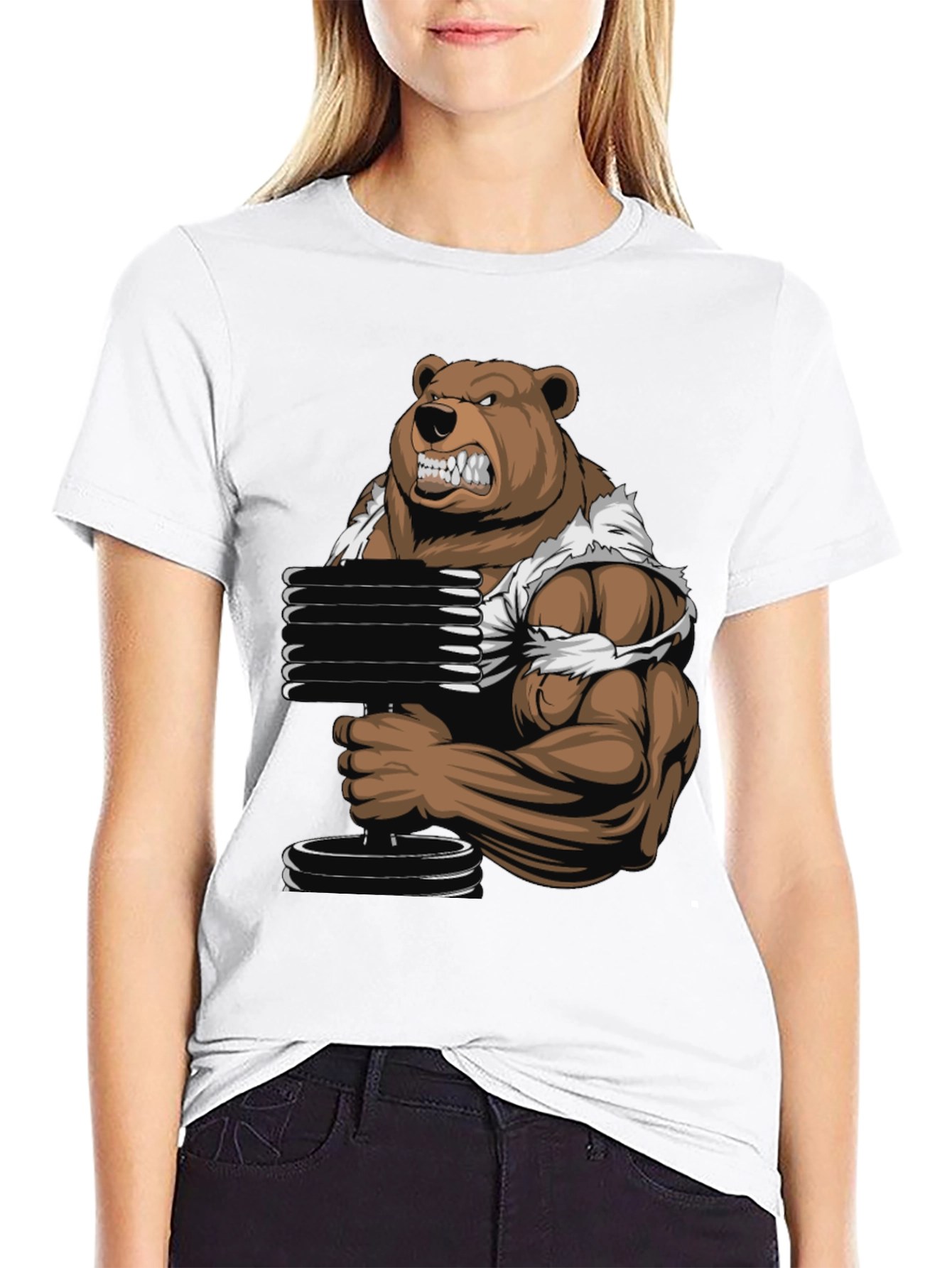 Bear Lifting Weights Graphic Tee