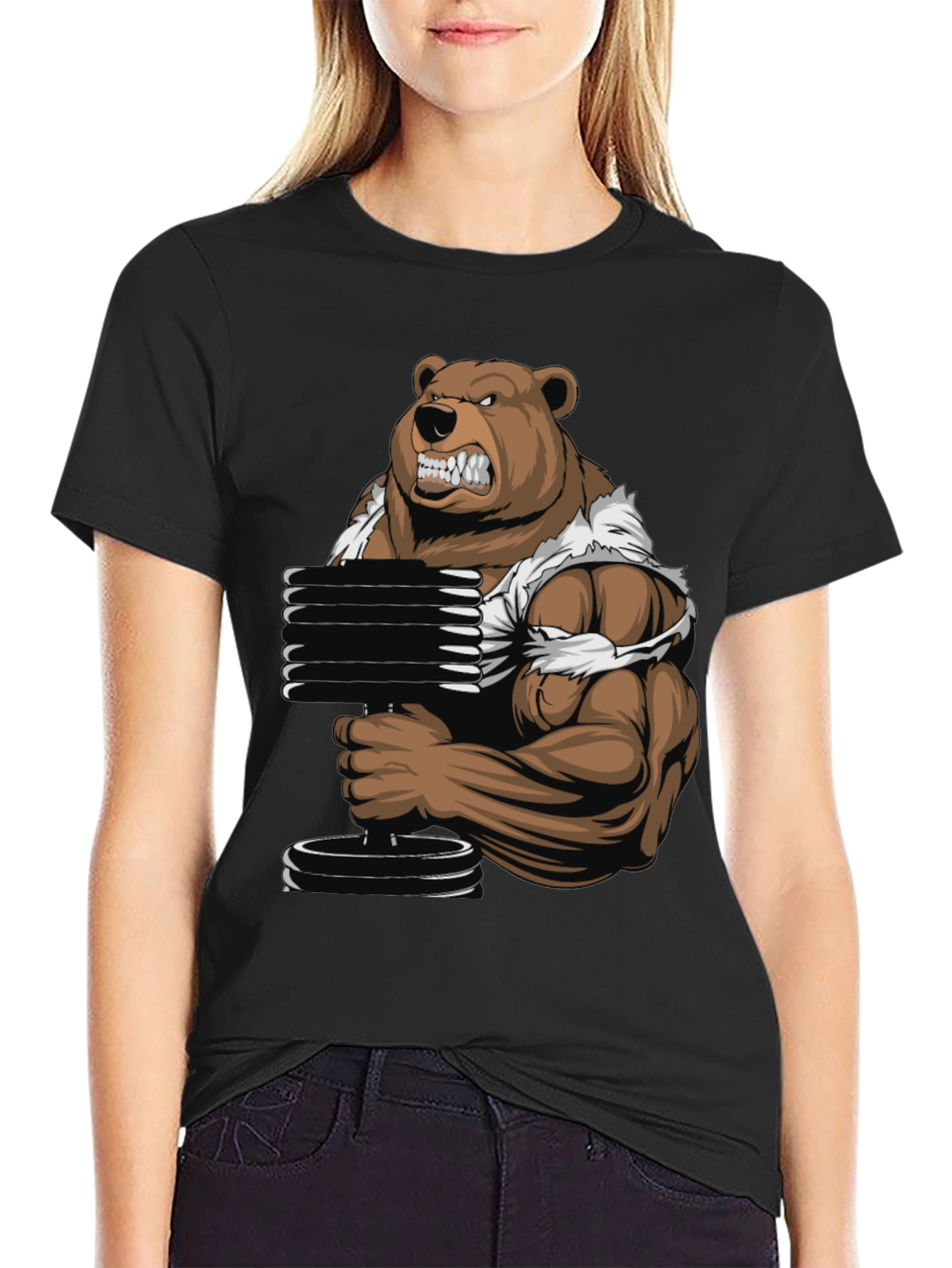 Bear Lifting Weights Graphic Tee
