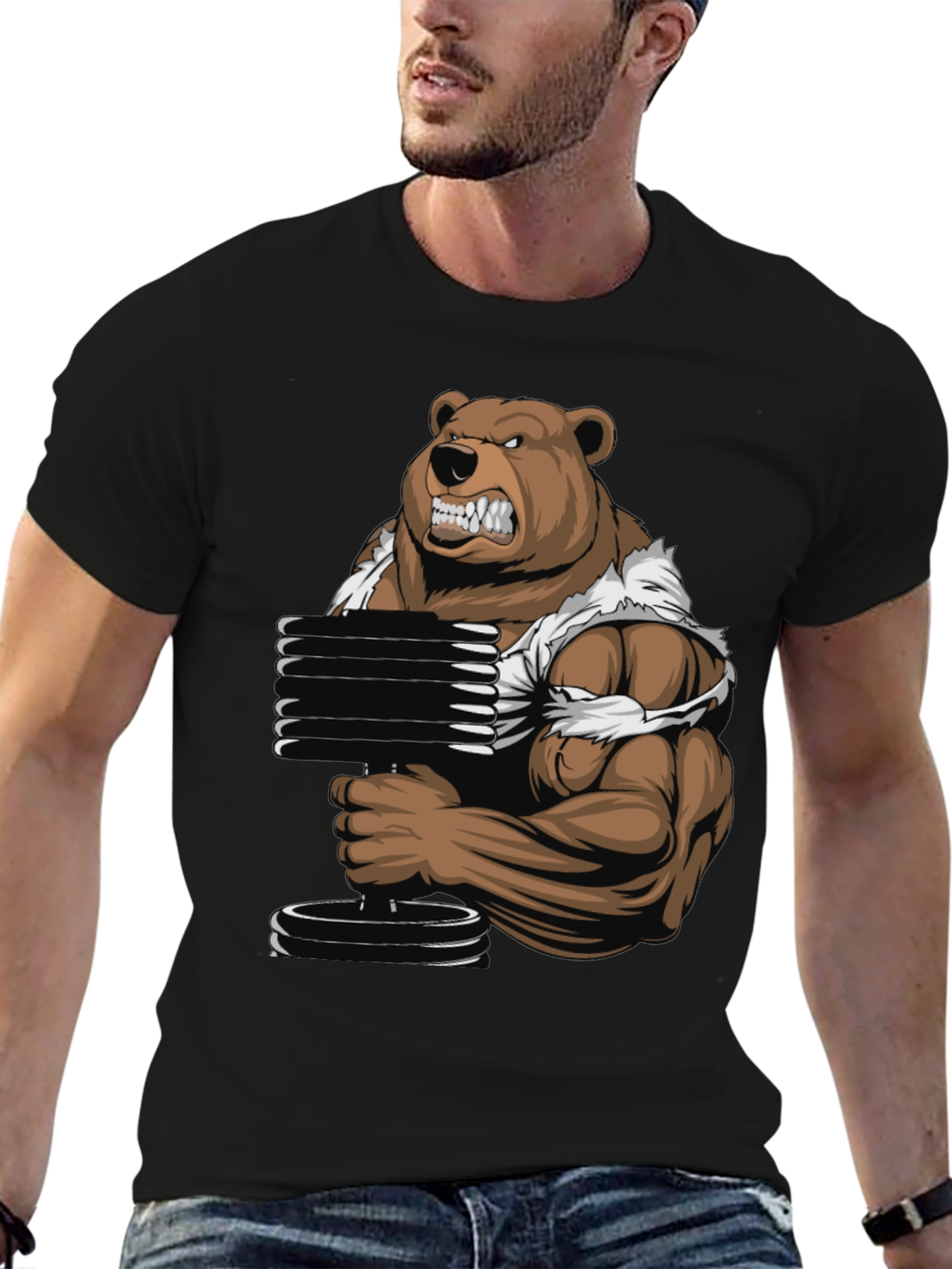 Bear Lifting Weights Graphic Tee