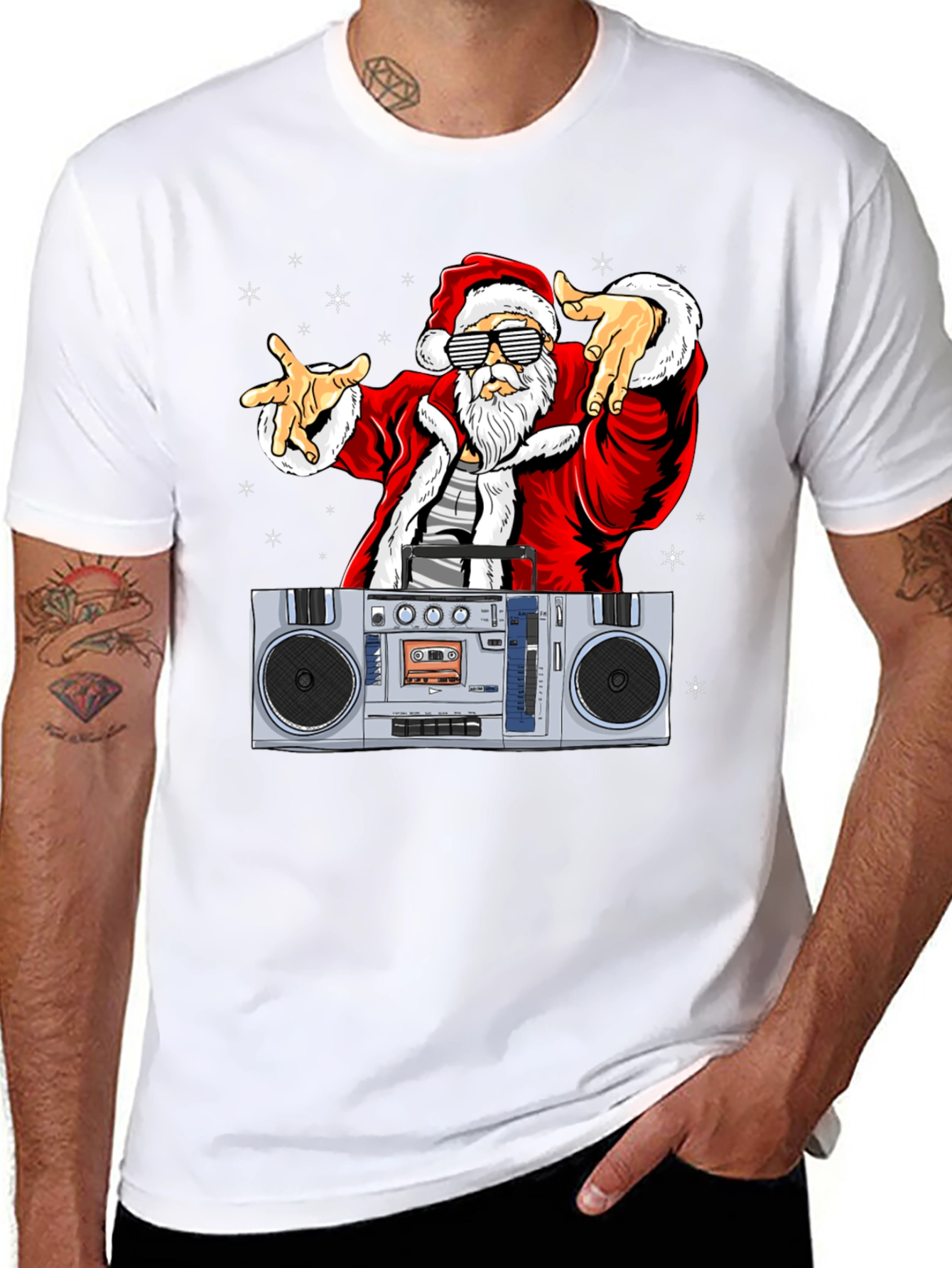 Cool Santa Boombox Graphic Tee