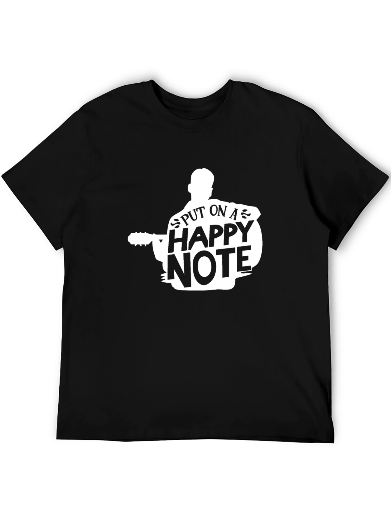 Happy Note Guitar Player Graphic Tee - Black
