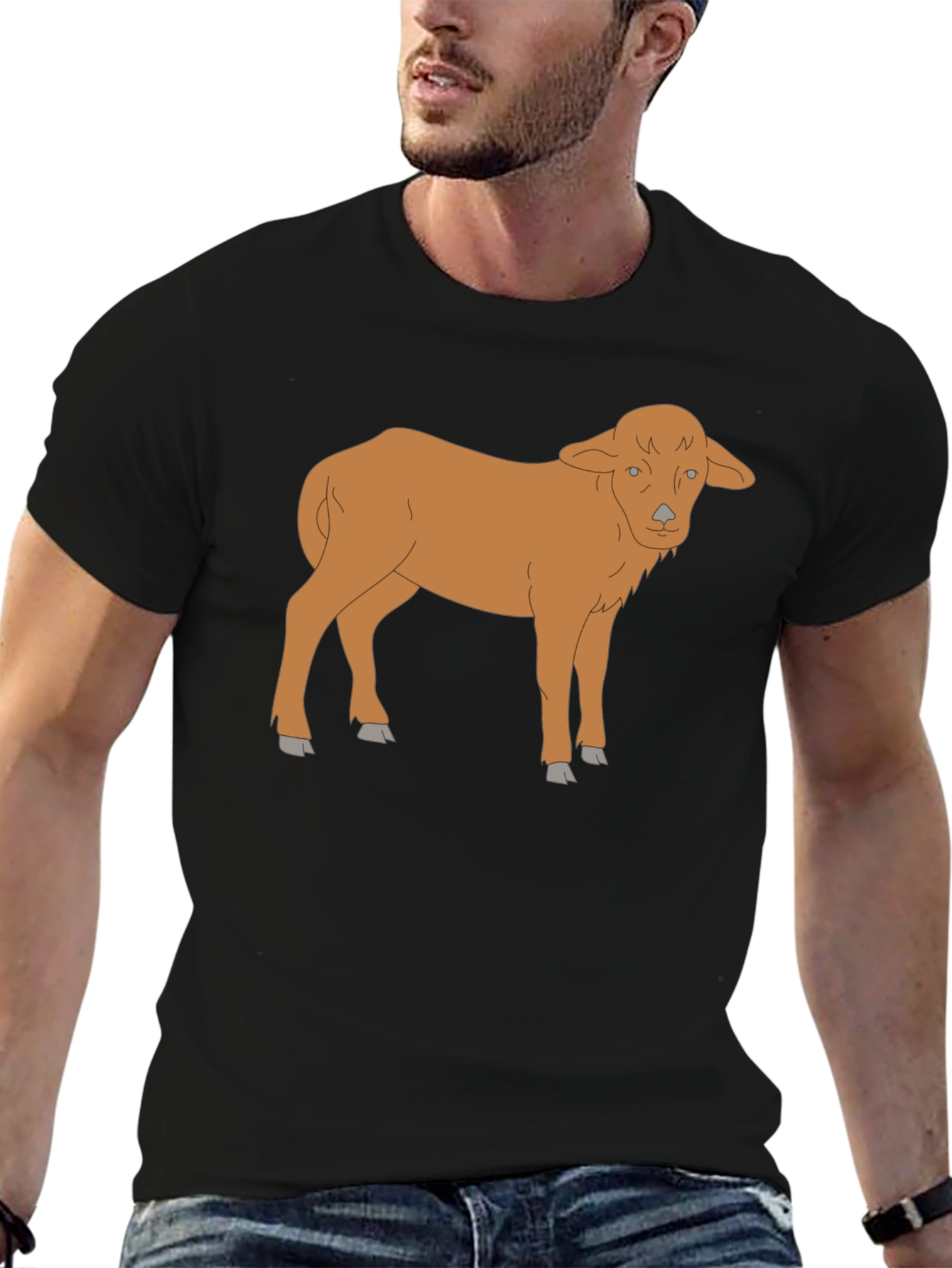 Lamb Graphic Tee - Black Cotton T-Shirt