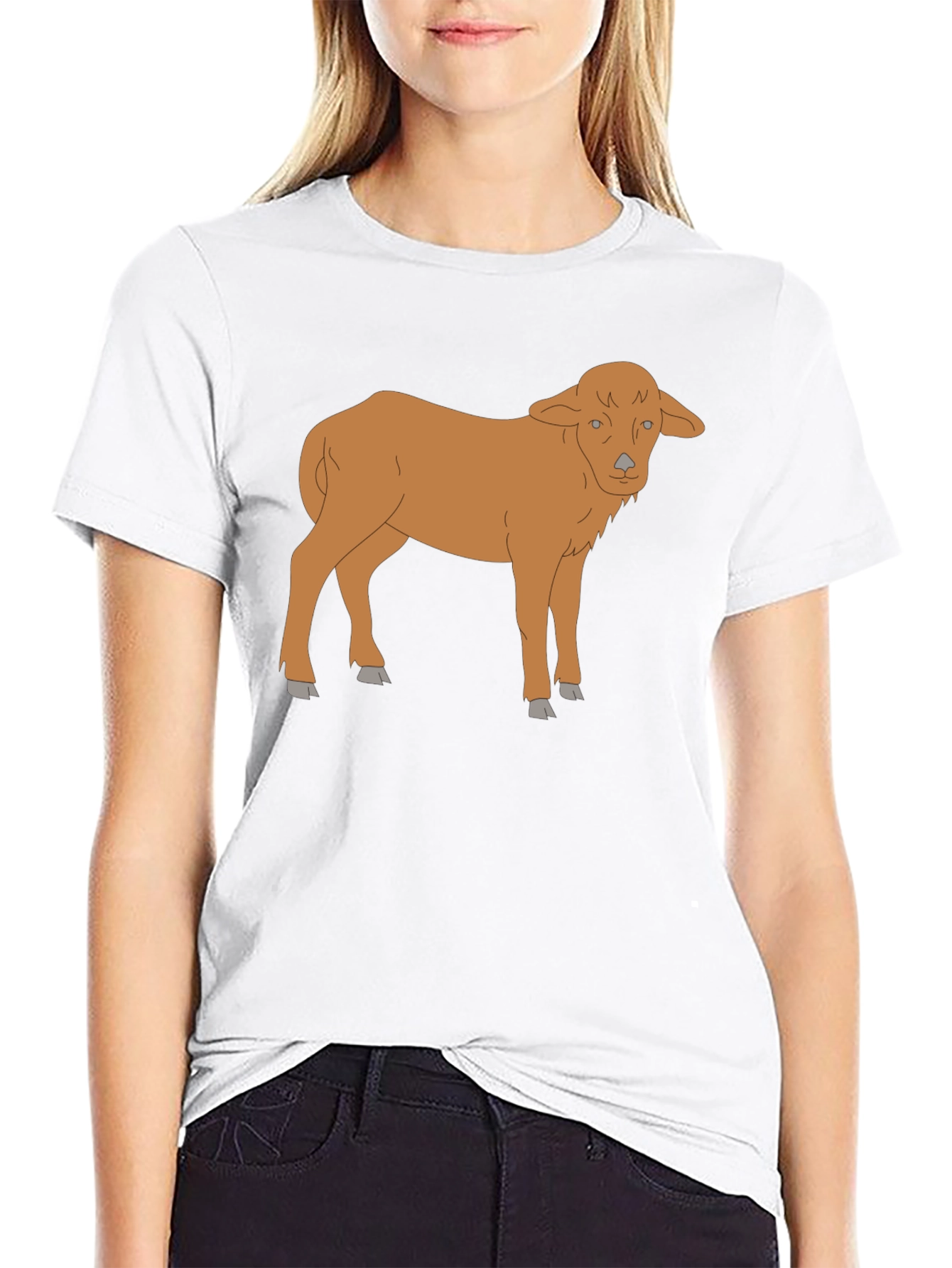 Lamb Graphic Tee - Black Cotton T-Shirt