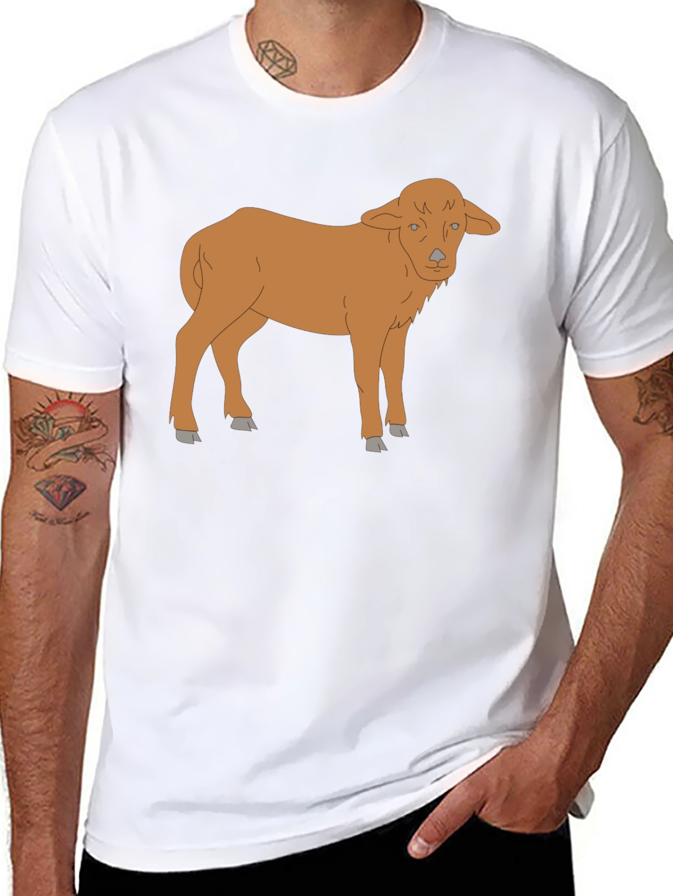 Lamb Graphic Tee - Black Cotton T-Shirt