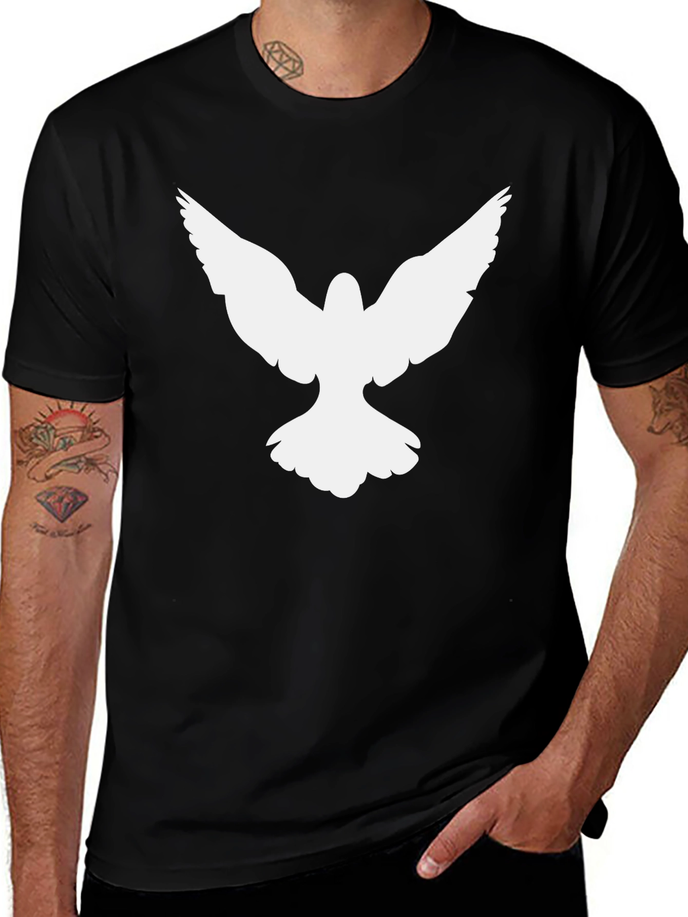 Dove Graphic Print Mens Black T-Shirt