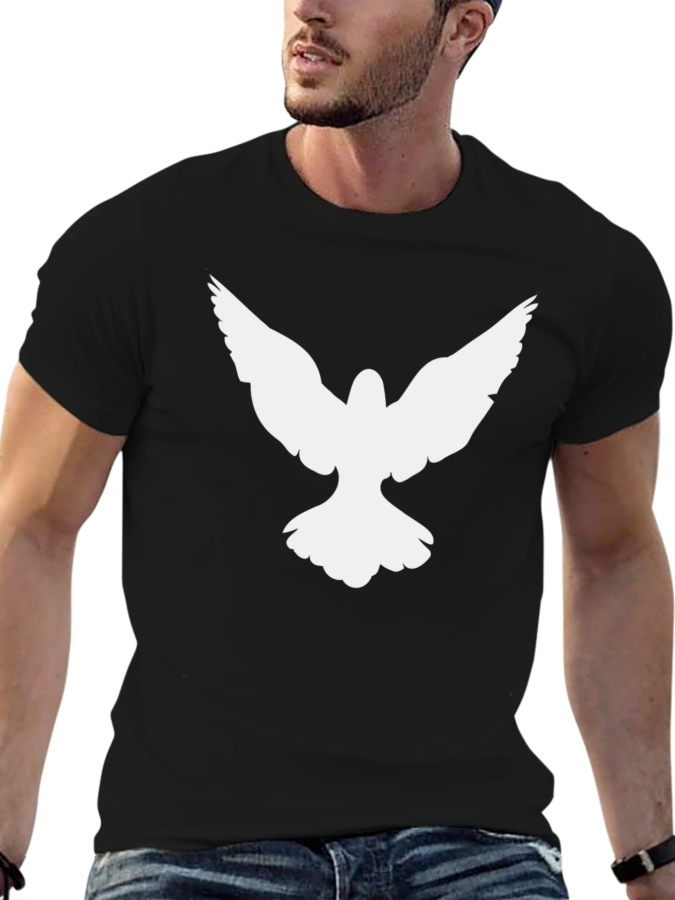 Dove Graphic Print Mens Black T-Shirt