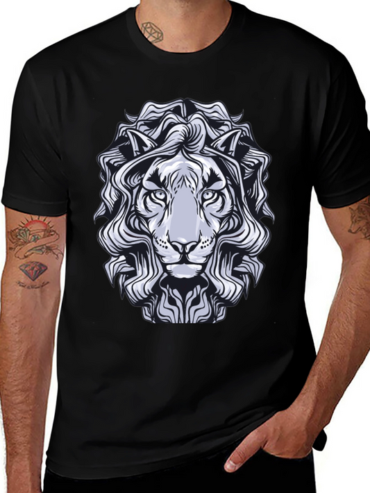 Lion Graphic Print T-Shirt - Black