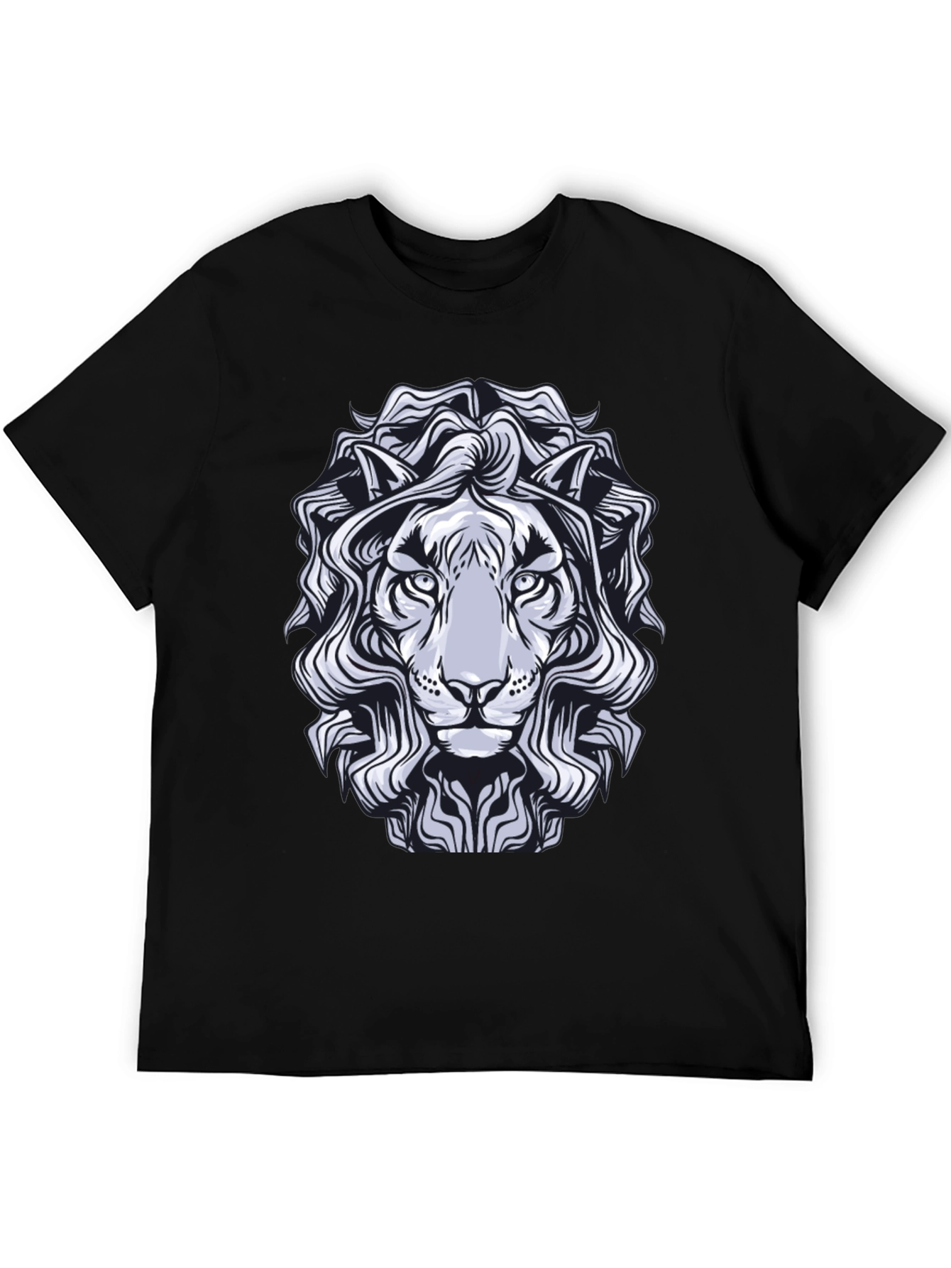 Lion Graphic Print T-Shirt - Black