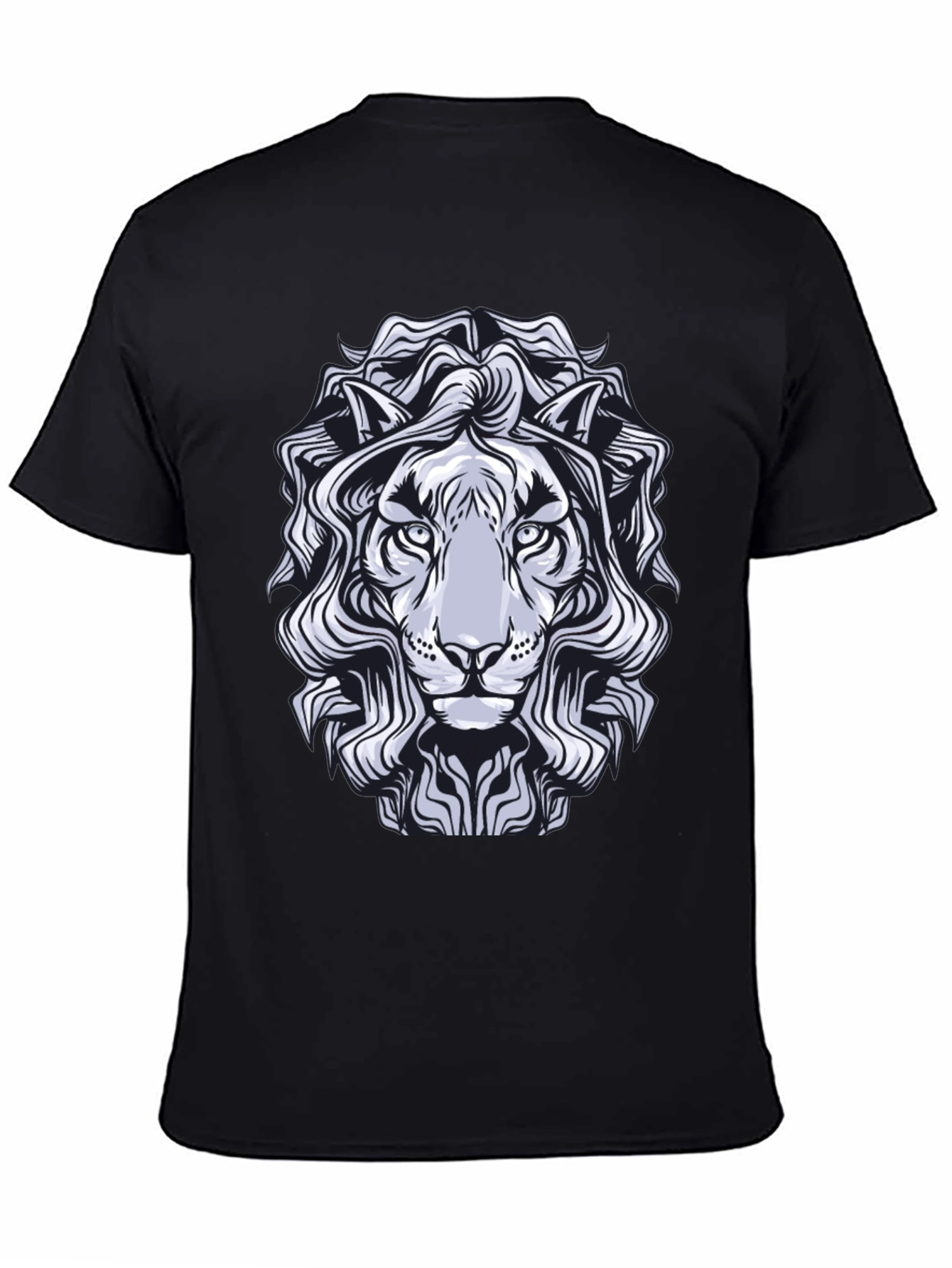 Lion Graphic Print T-Shirt - Black