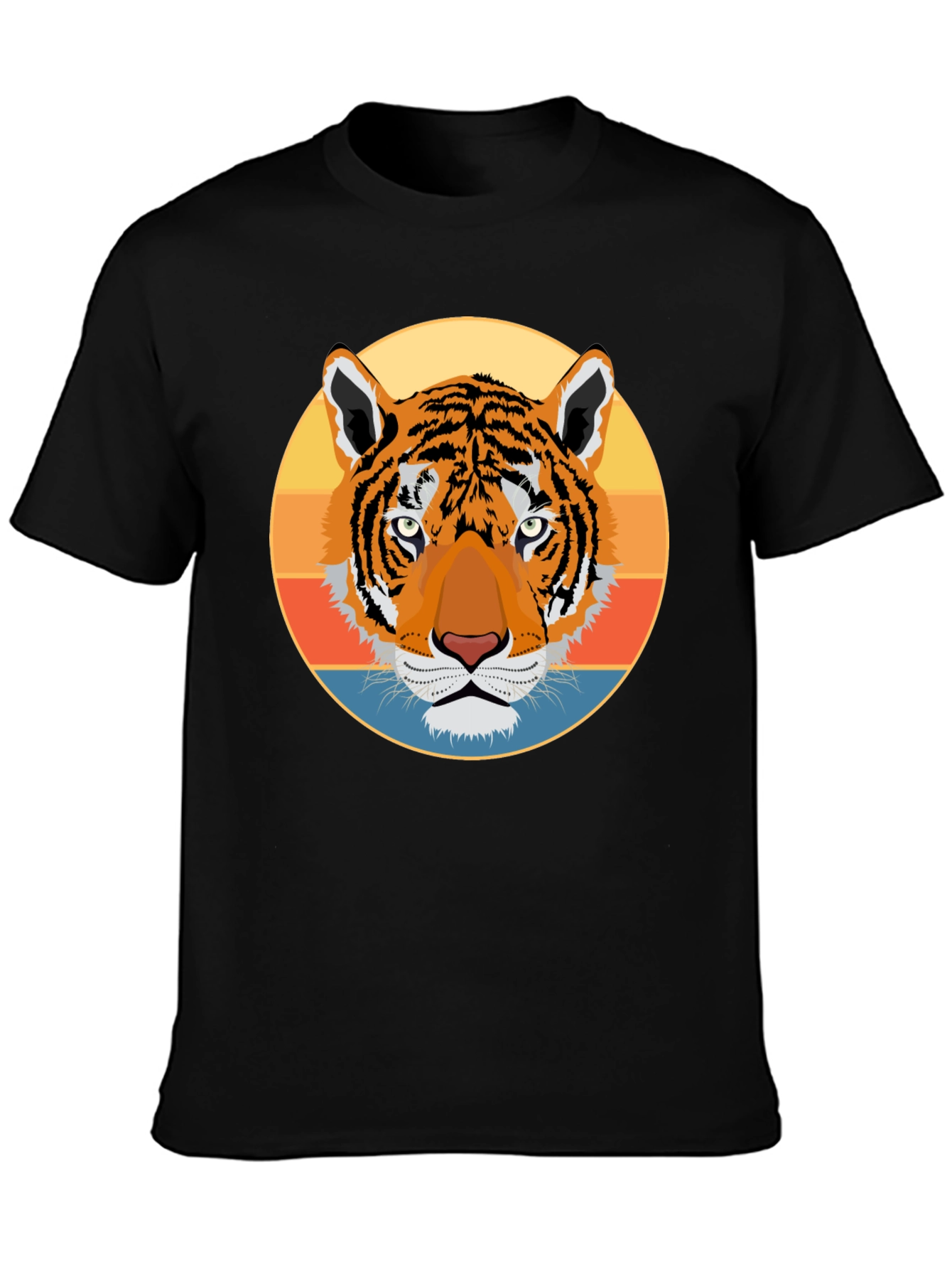 Retro Tiger Graphic Tee - Black Cotton T-Shirt