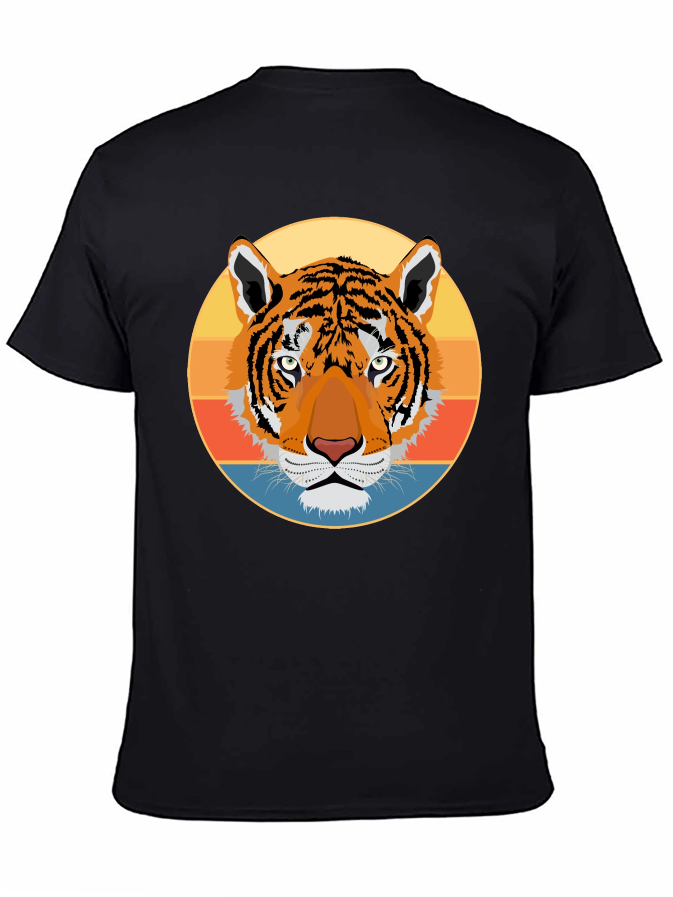 Retro Tiger Graphic Tee - Black Cotton T-Shirt