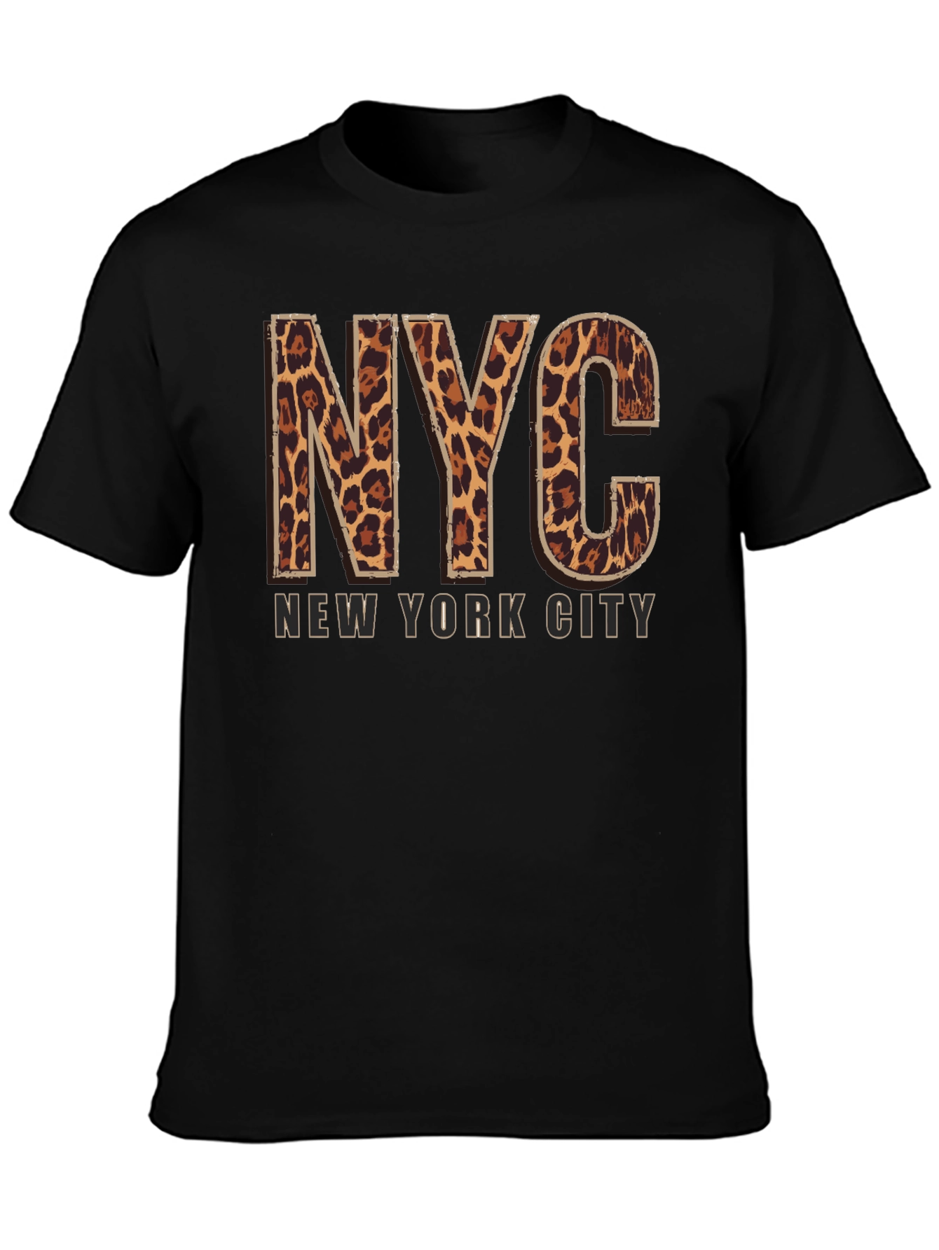 NYC Leopard Print T-Shirt - Black
