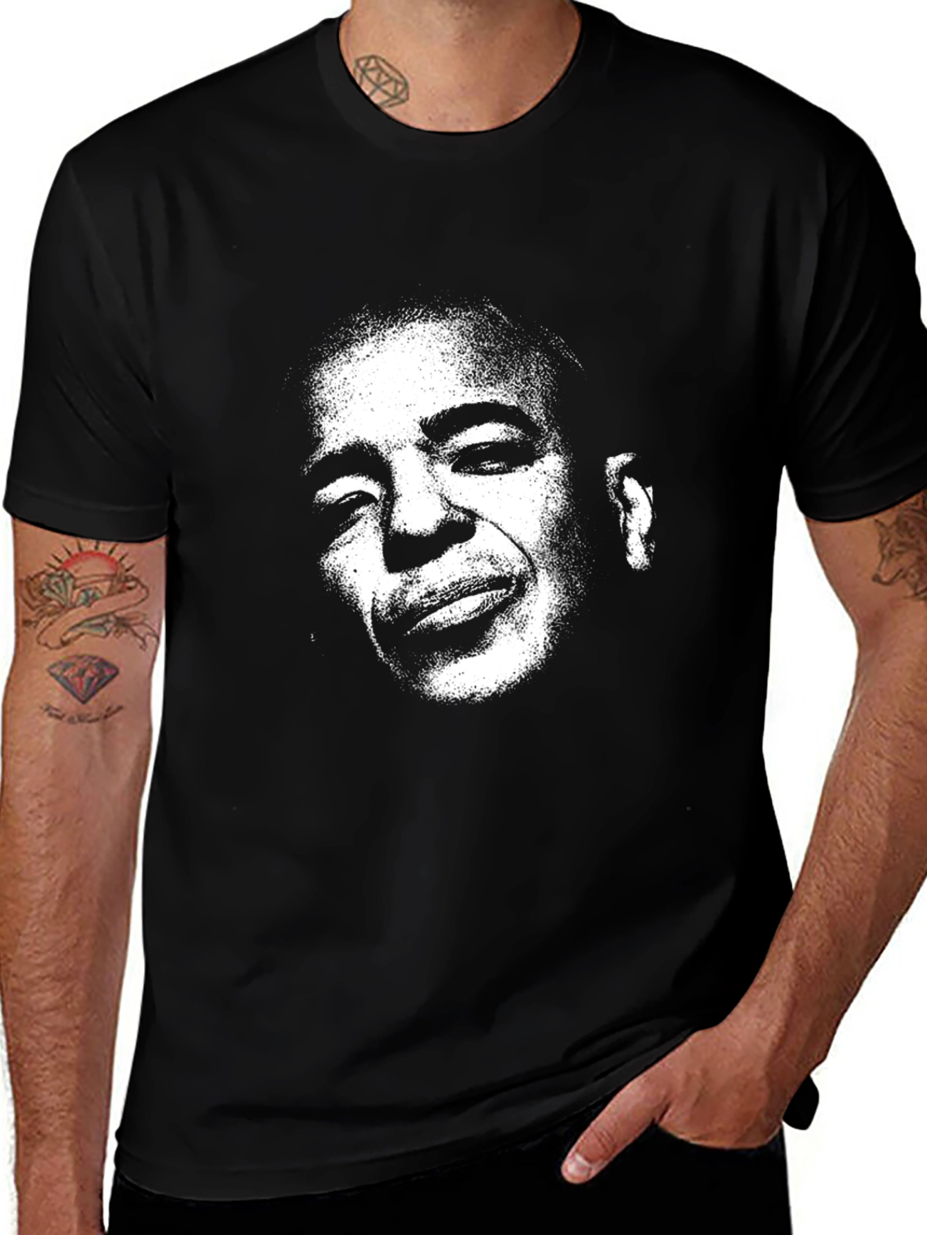 Black T-Shirt with Artistic Face Graphic