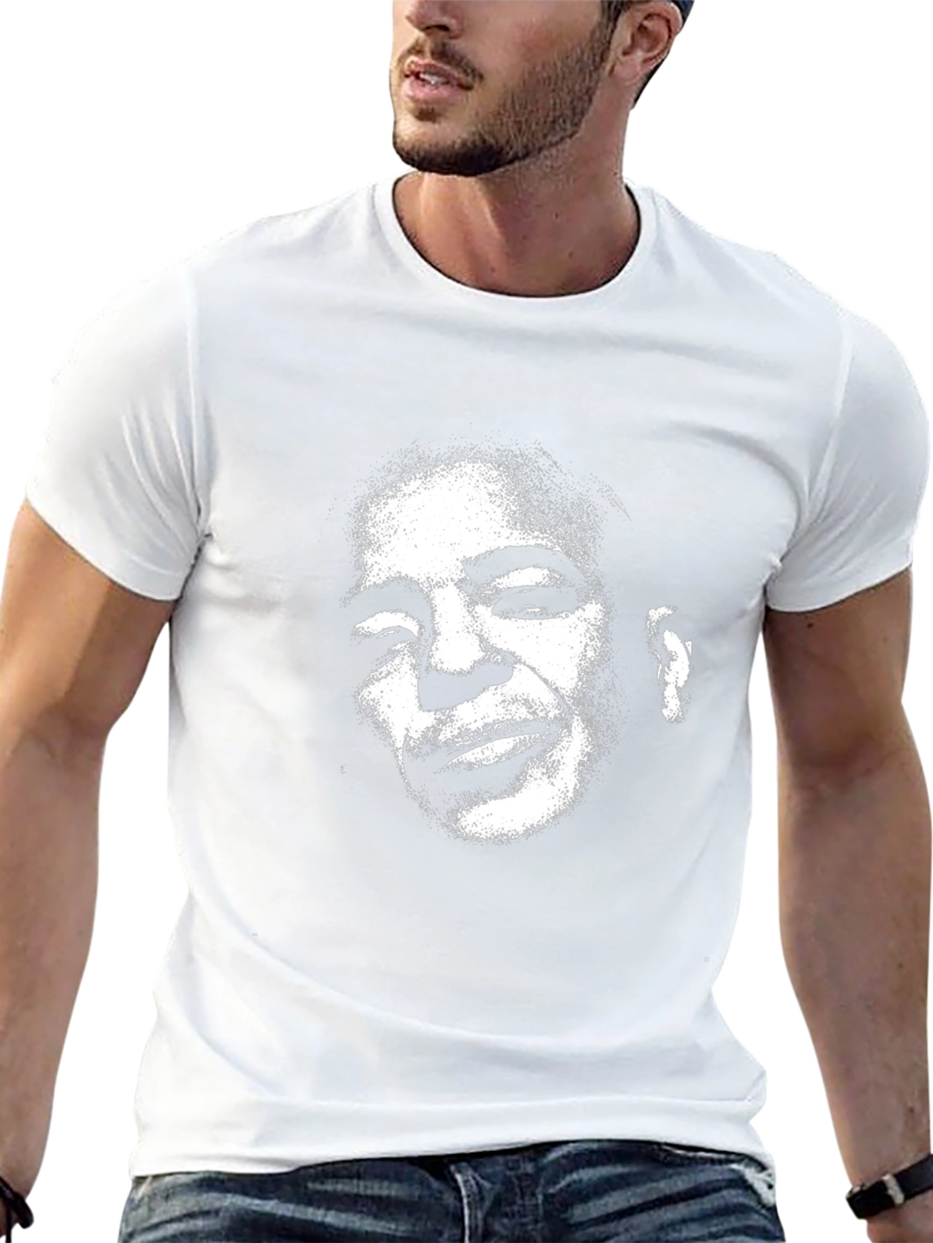 Black T-Shirt with Artistic Face Graphic