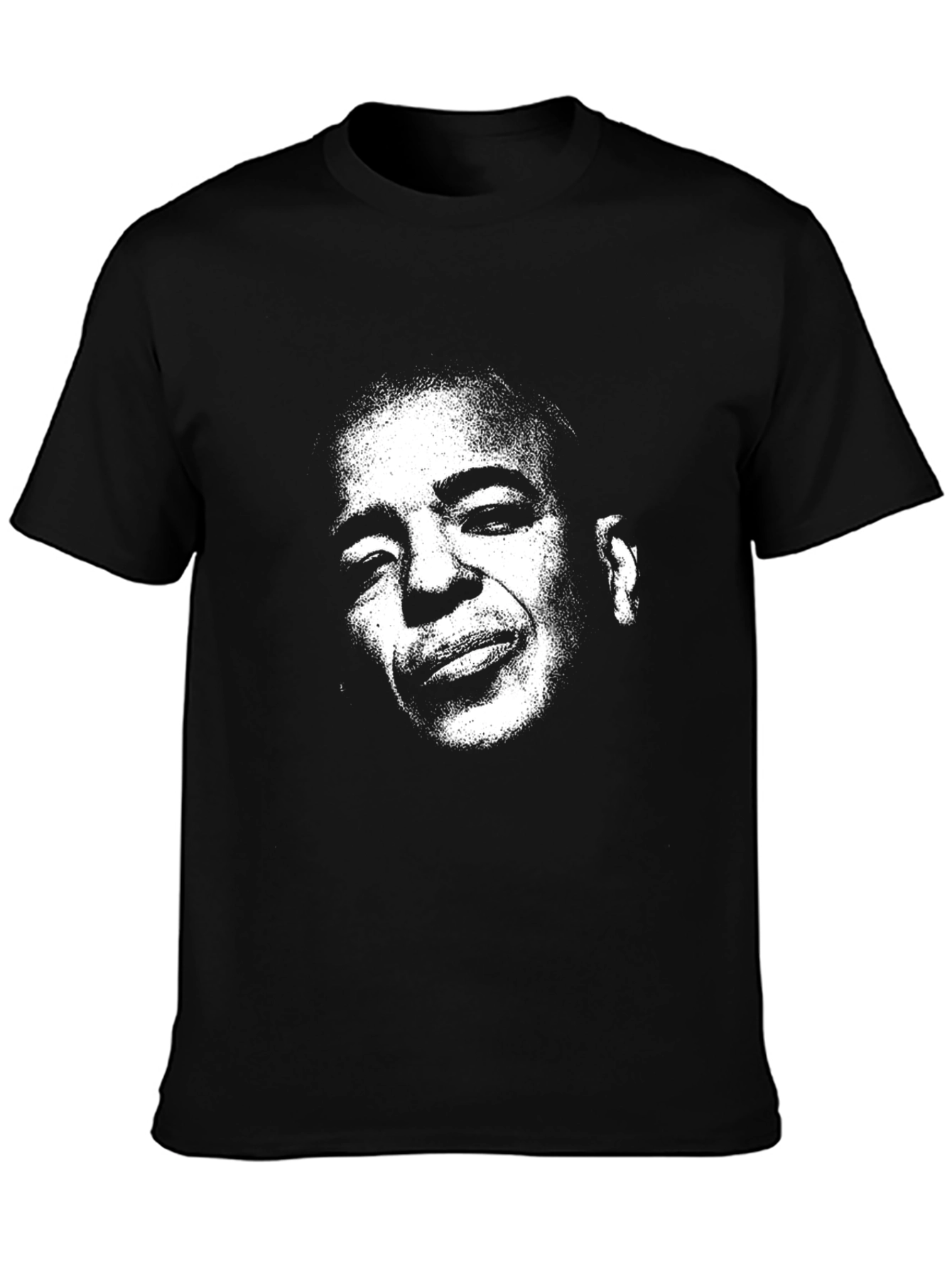 Black T-Shirt with Artistic Face Graphic