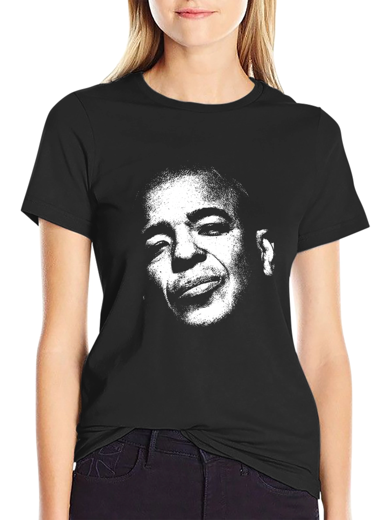 Black T-Shirt with Artistic Face Graphic