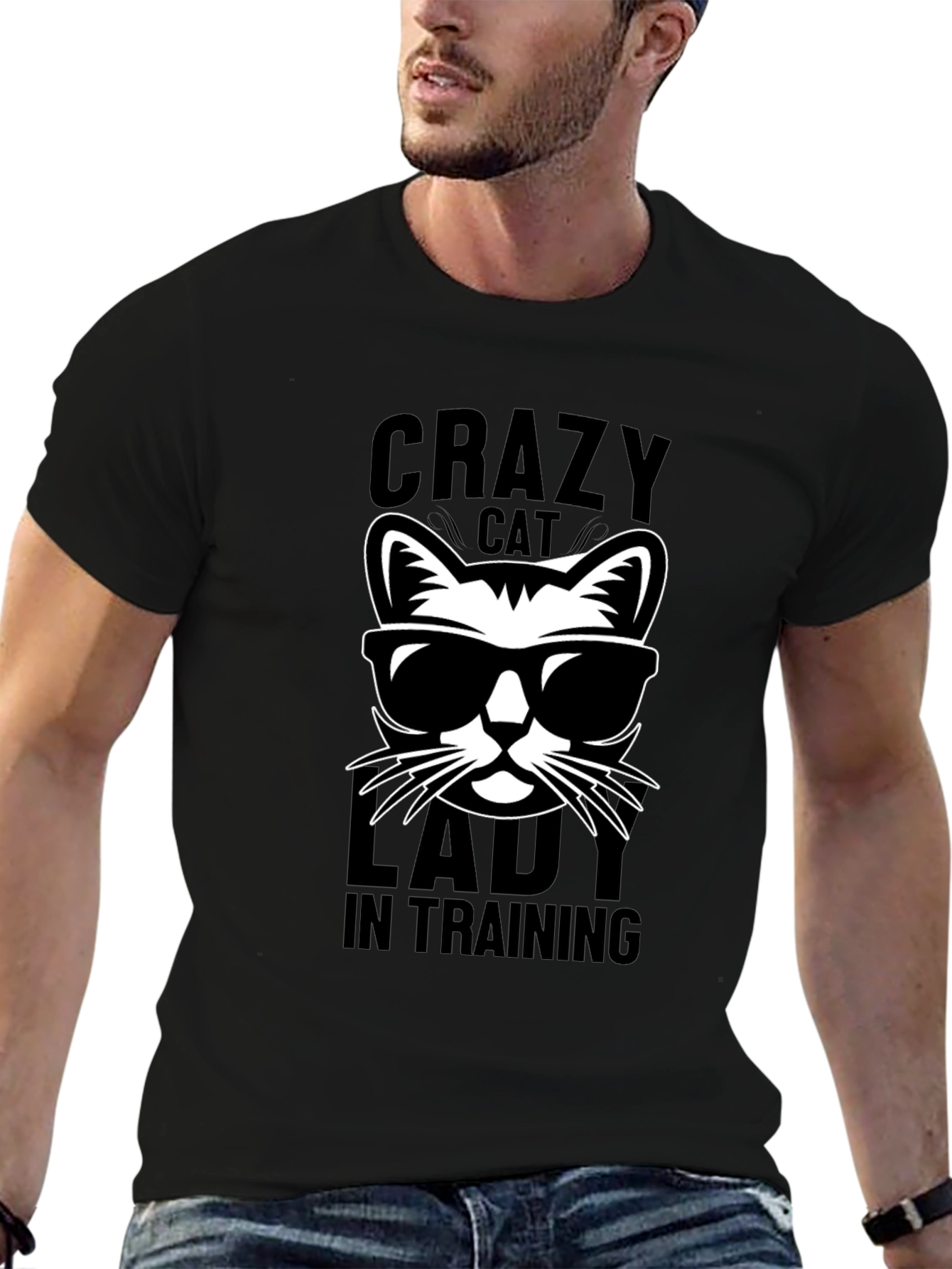 Crazy Cat Lady in Training Black Graphic Tee