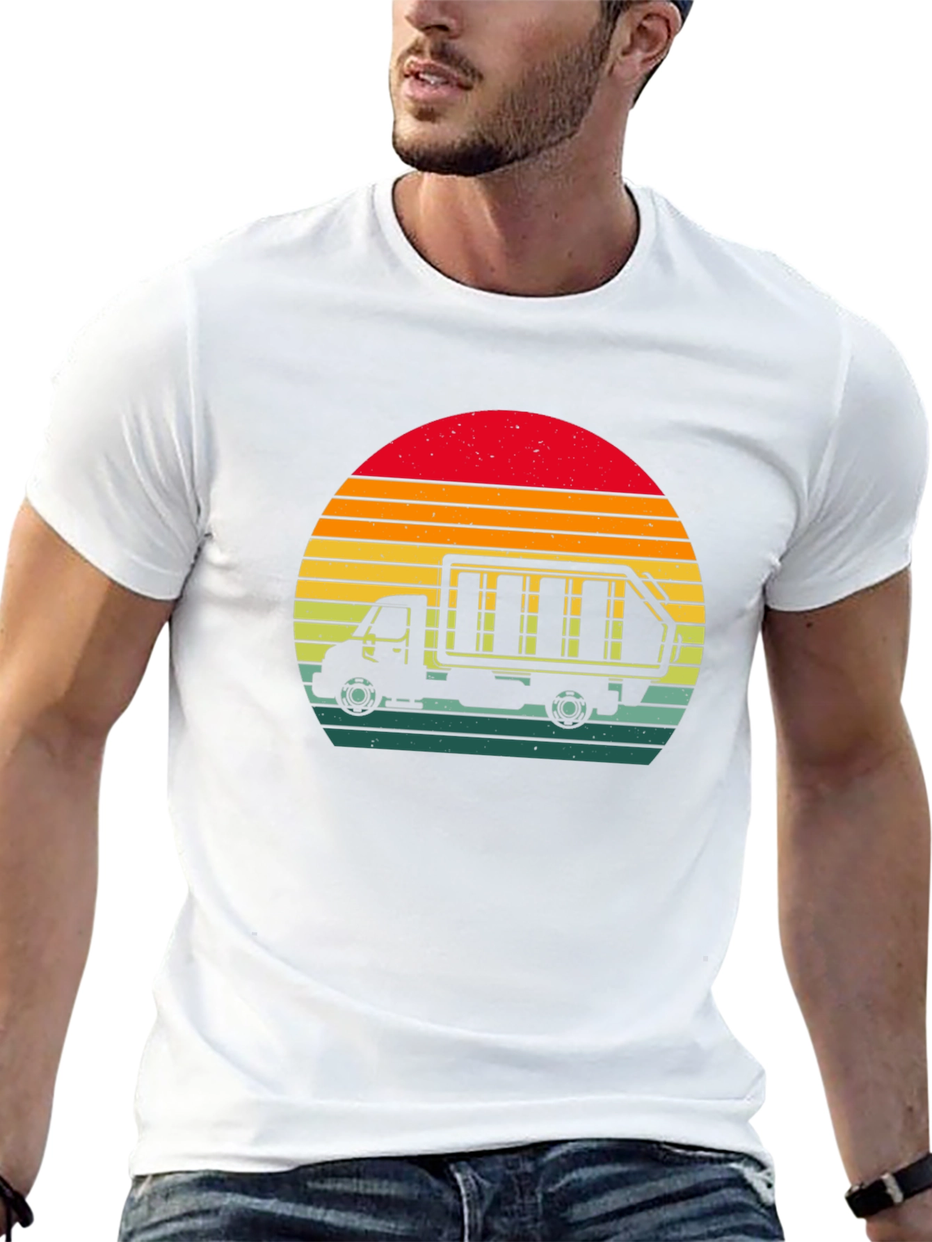Retro Sunset Garbage Truck T-Shirt