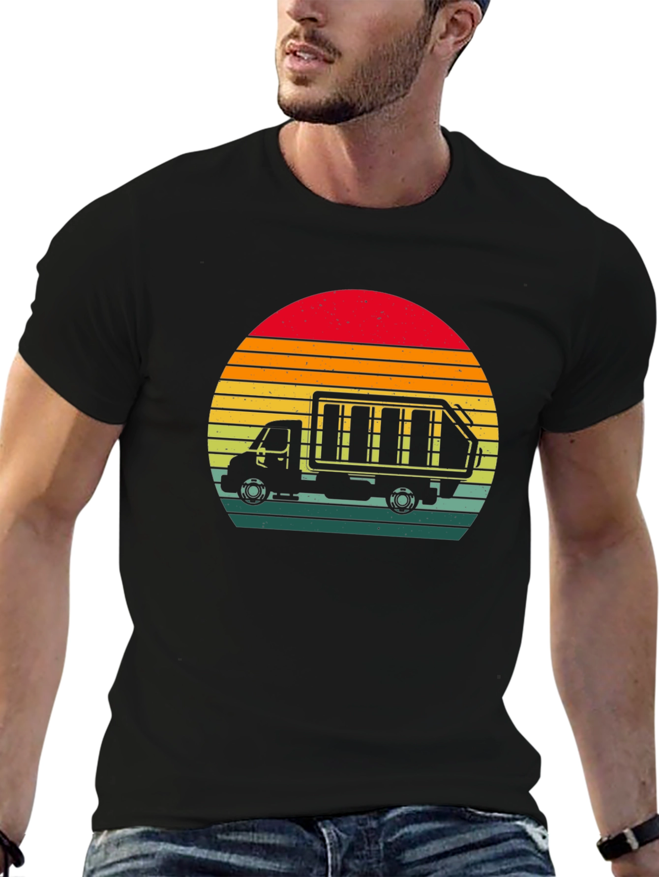 Retro Sunset Garbage Truck T-Shirt