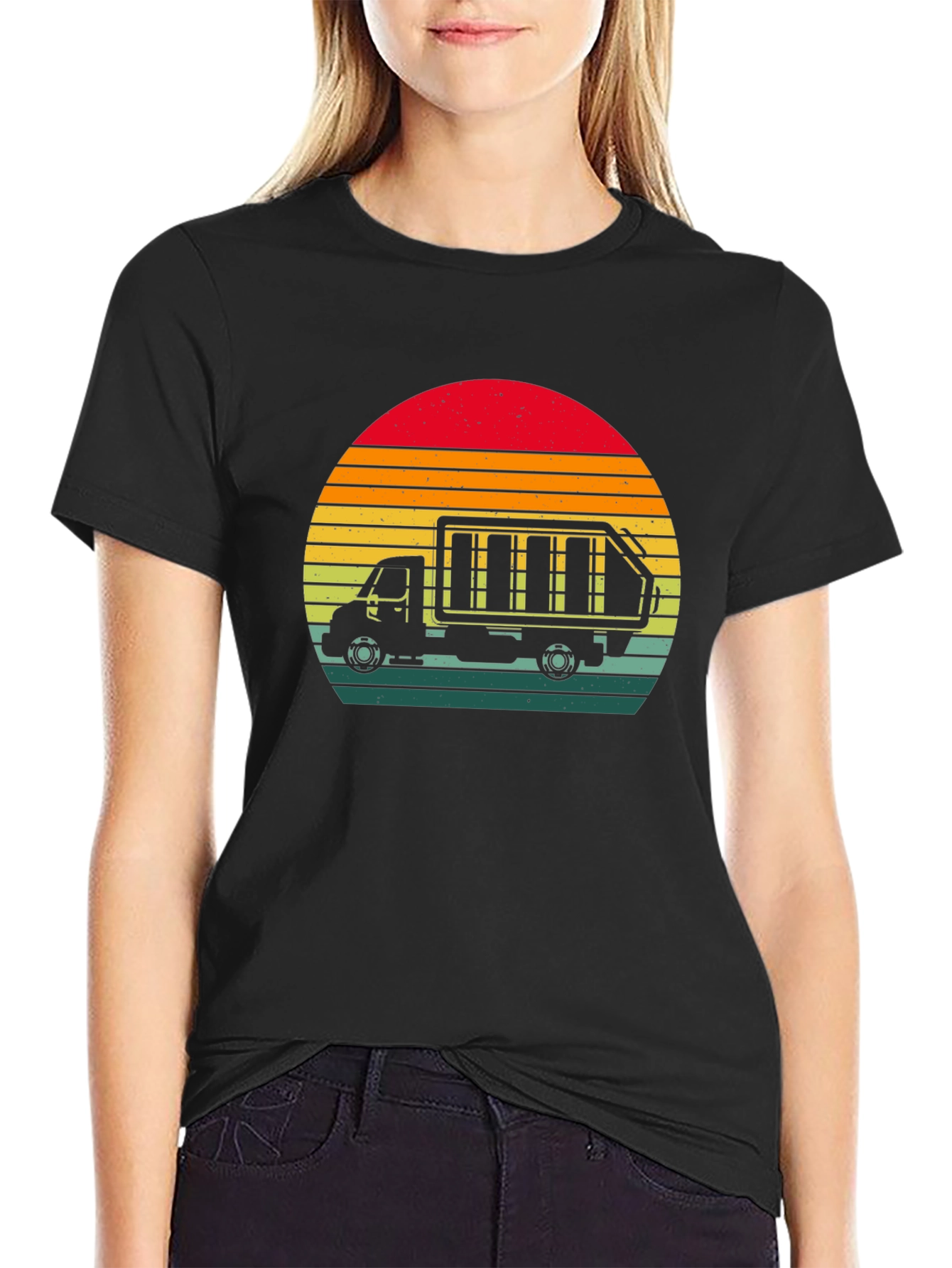 Retro Sunset Garbage Truck T-Shirt