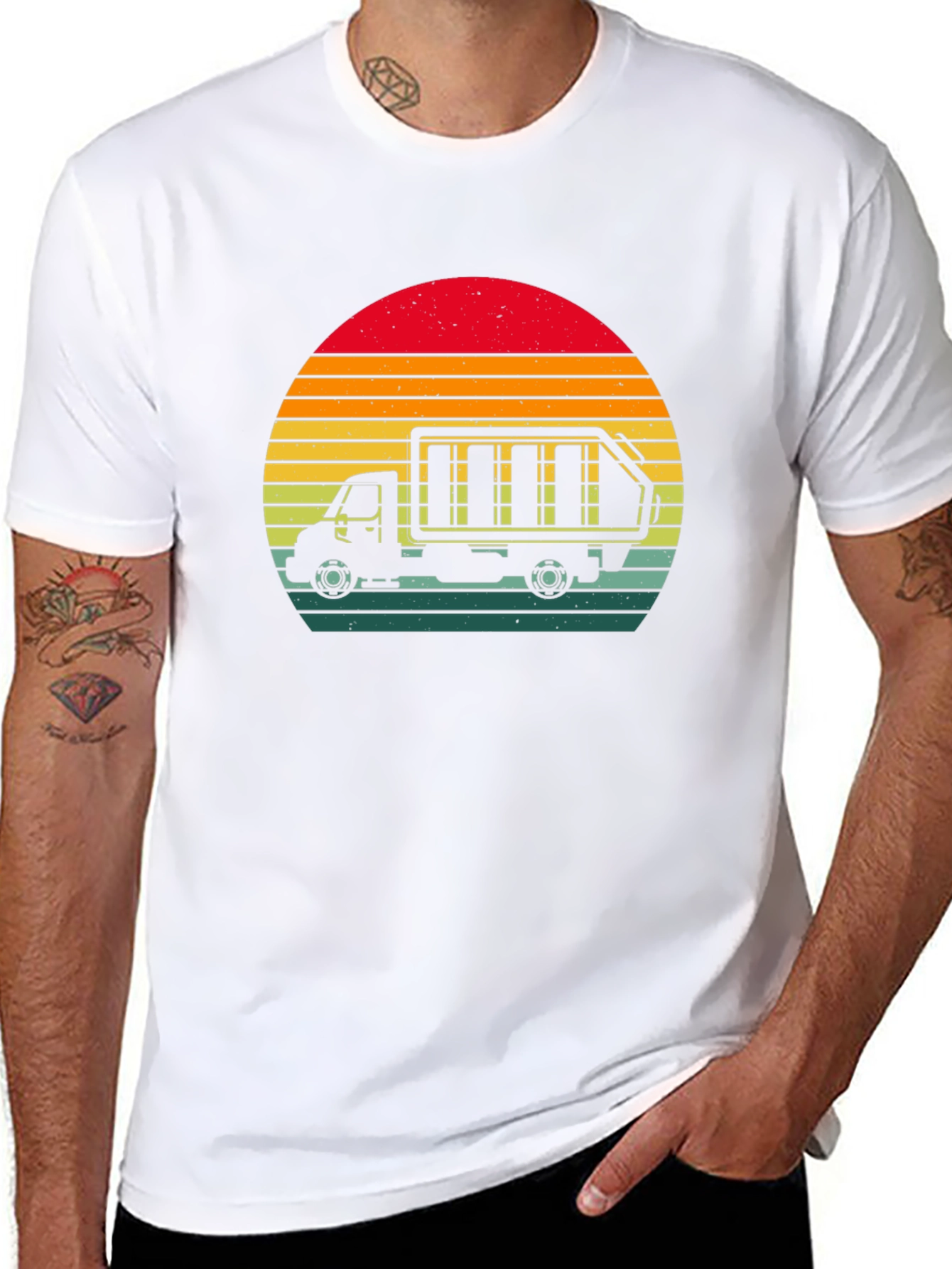 Retro Sunset Garbage Truck T-Shirt