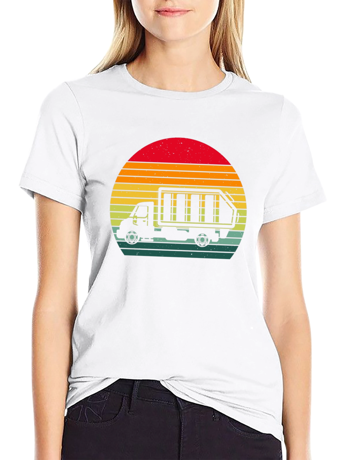 Retro Sunset Garbage Truck T-Shirt