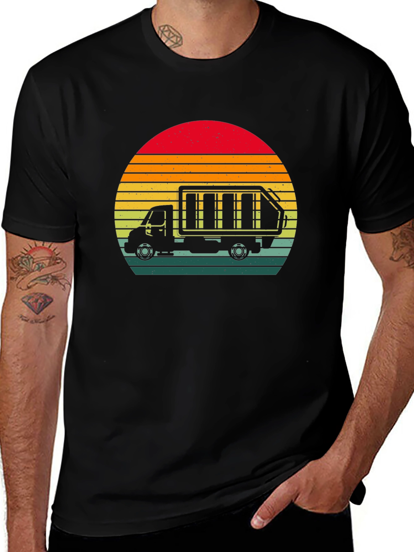 Retro Sunset Garbage Truck T-Shirt