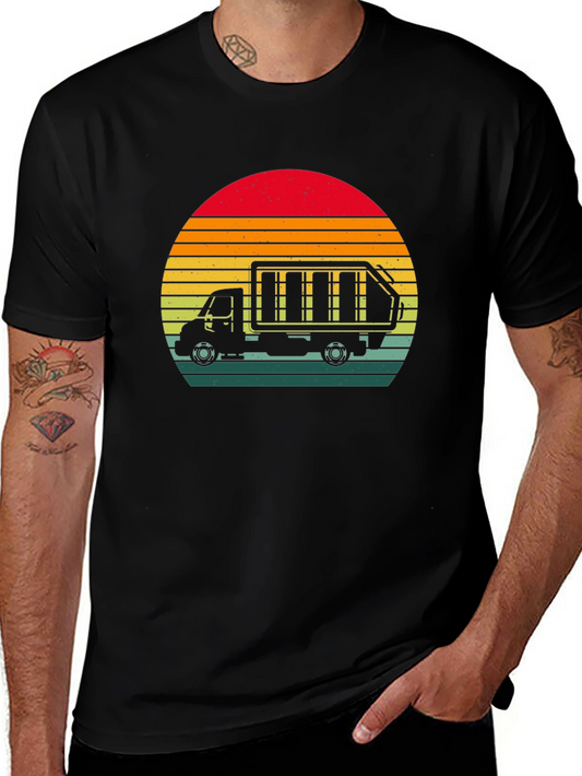 Retro Sunset Garbage Truck T-Shirt