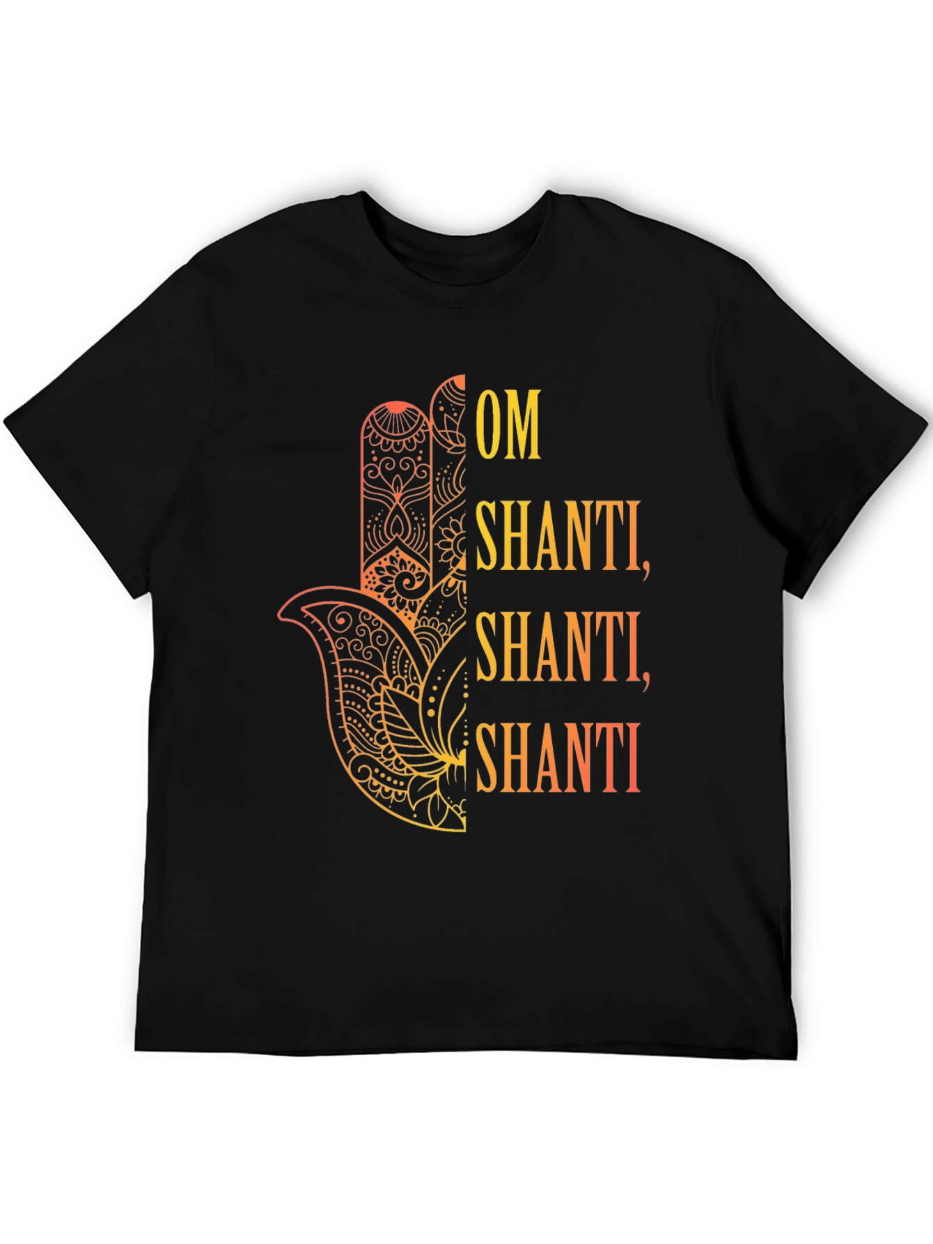 Om Shanti Graphic Tee - Spiritual Hamsa Hand Design