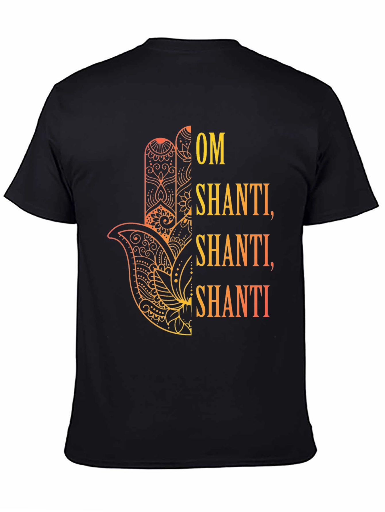 Om Shanti Graphic Tee - Spiritual Hamsa Hand Design