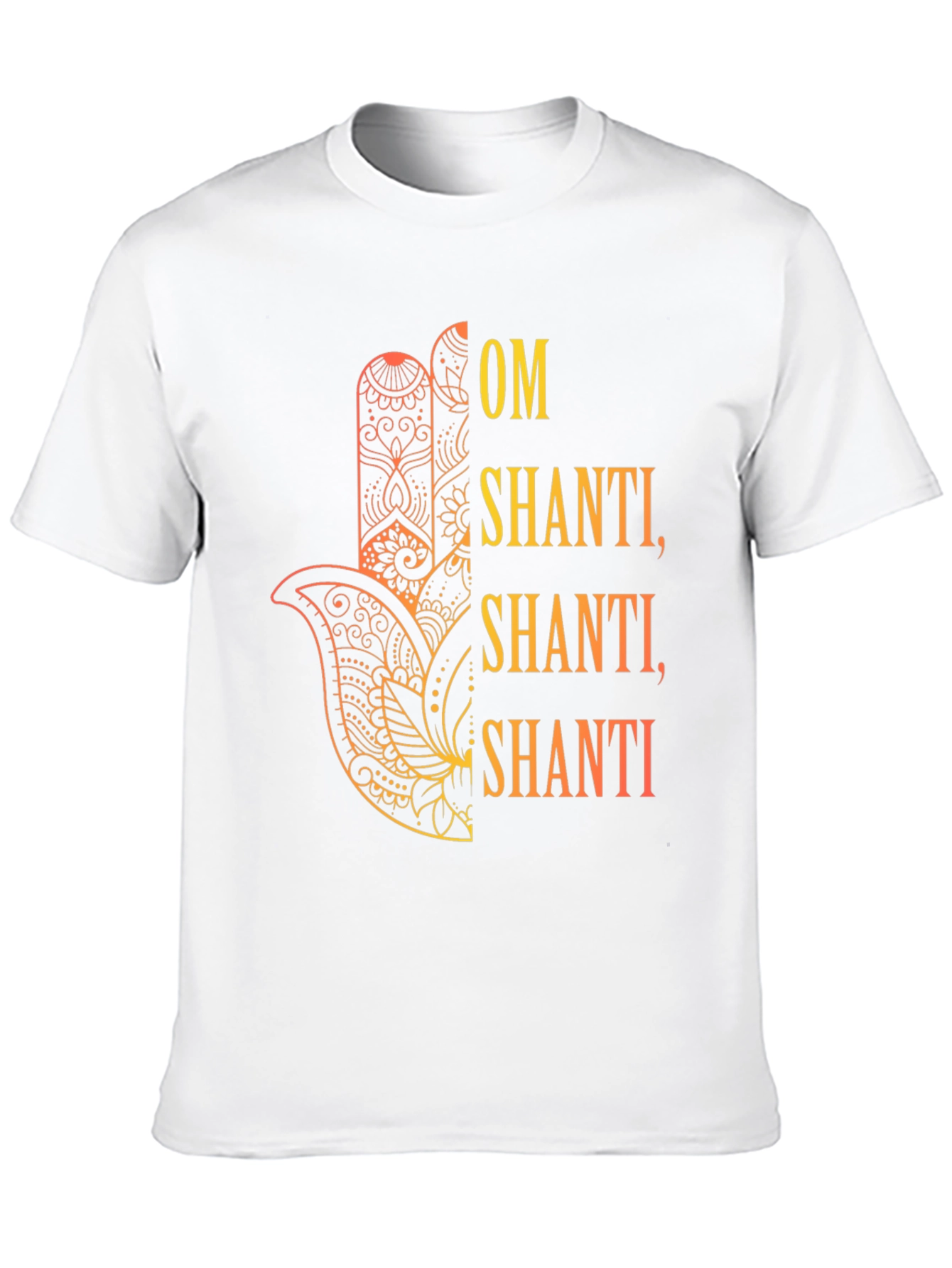Om Shanti Graphic Tee - Spiritual Hamsa Hand Design