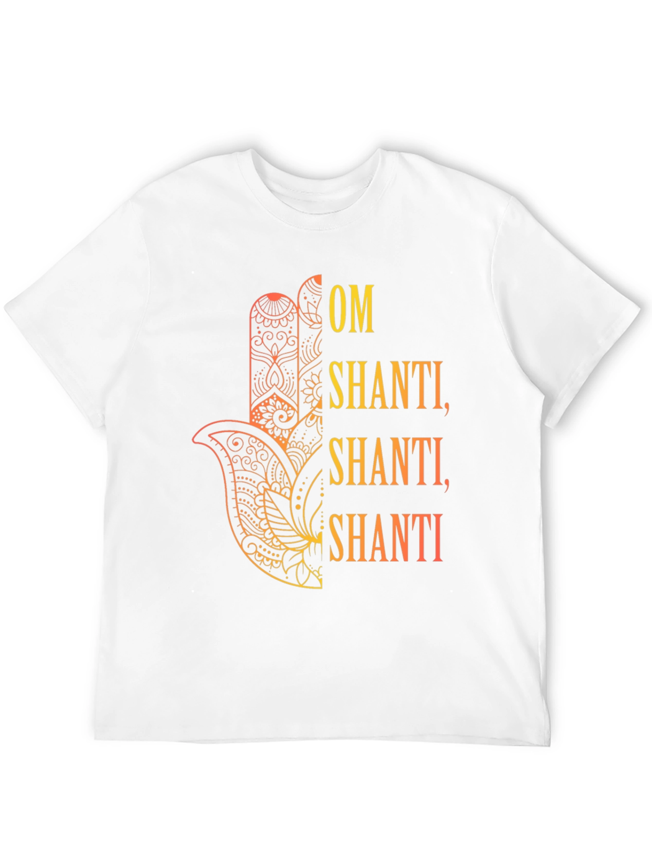 Om Shanti Graphic Tee - Spiritual Hamsa Hand Design