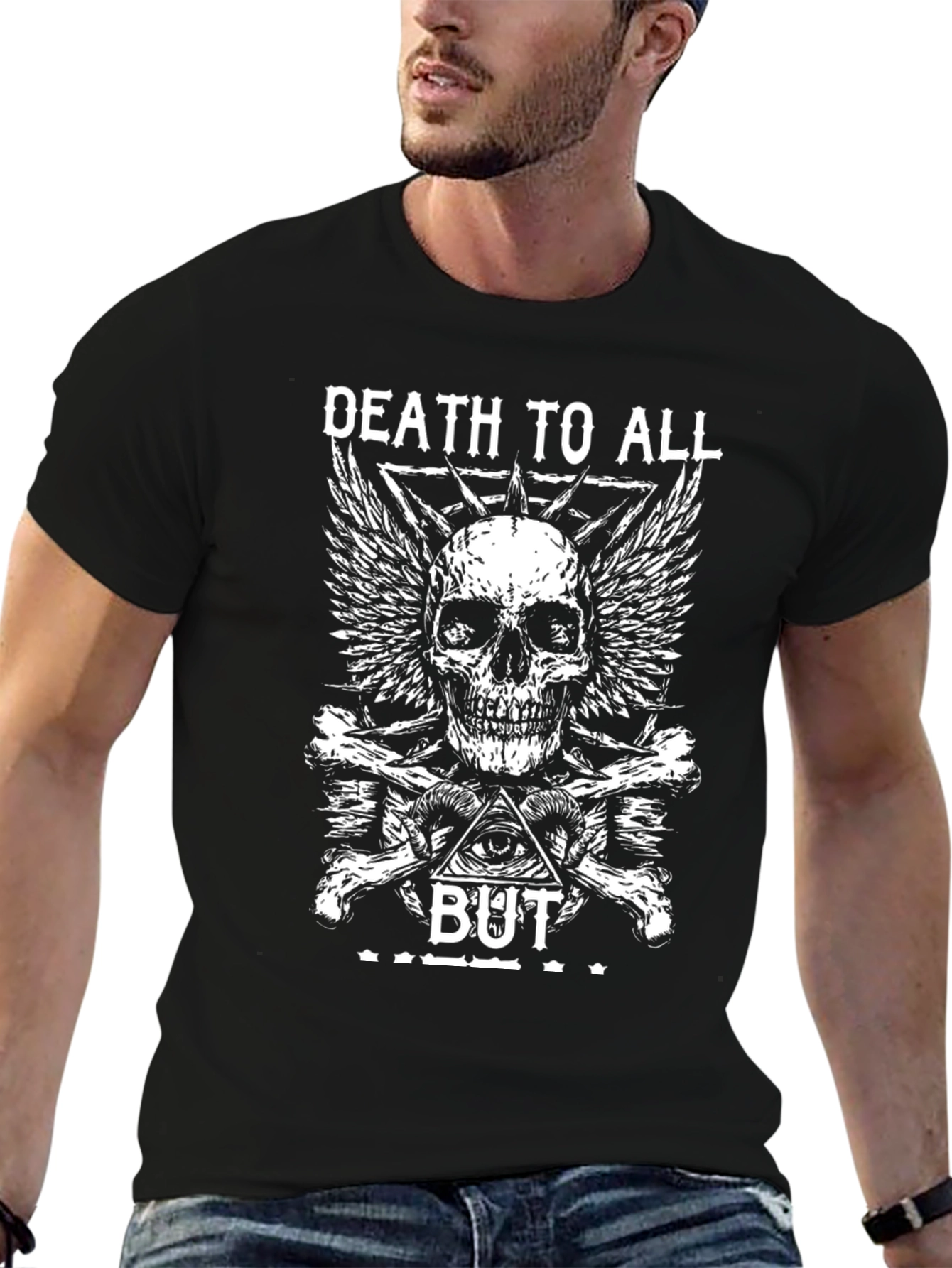 Death to All But Skull Graphic Black T-Shirt