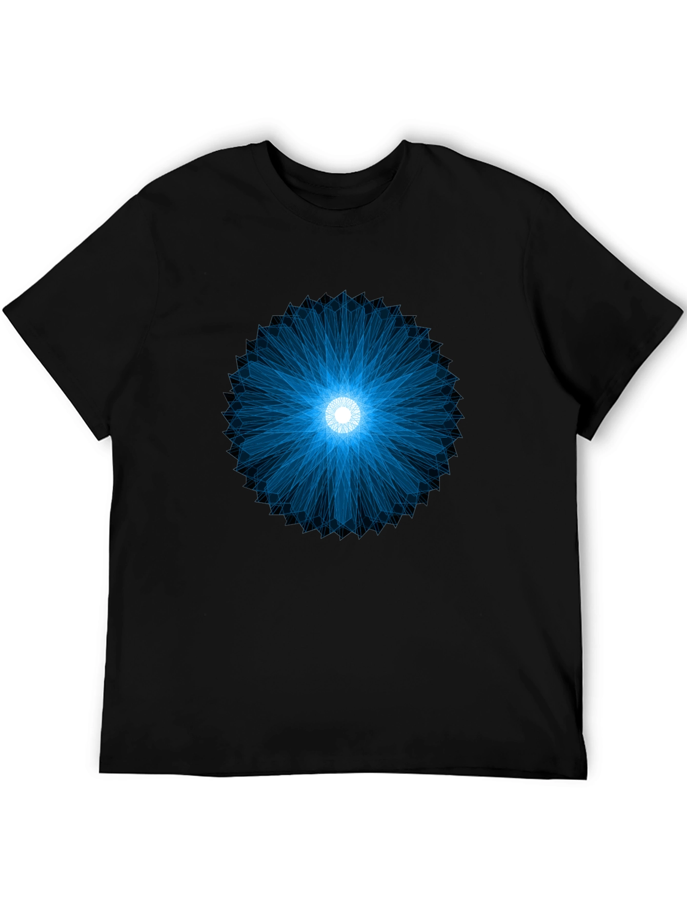Geometric Blue Burst Black T-Shirt