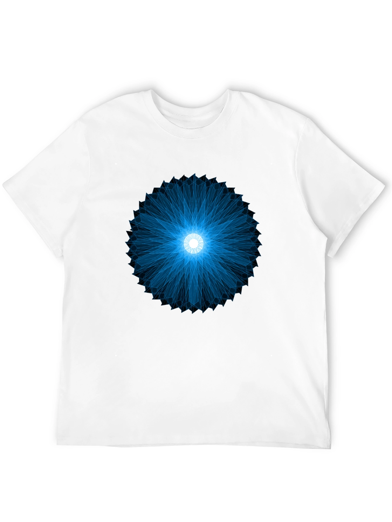 Geometric Blue Burst Black T-Shirt