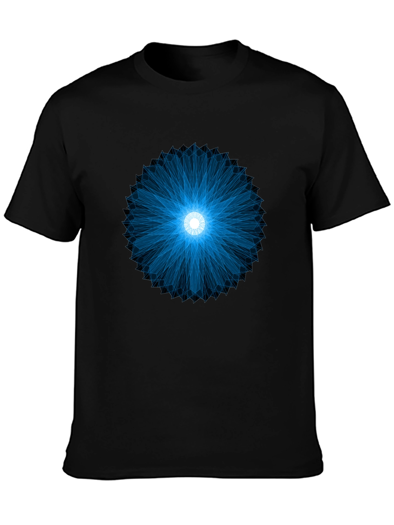 Geometric Blue Burst Black T-Shirt