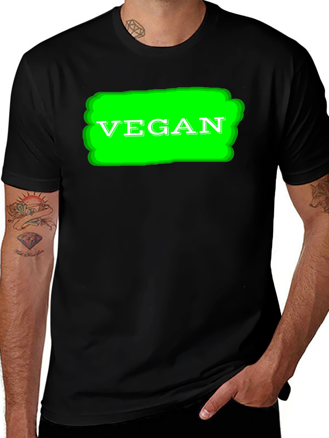 Vegan Graphic T-Shirt - Black Cotton Tee