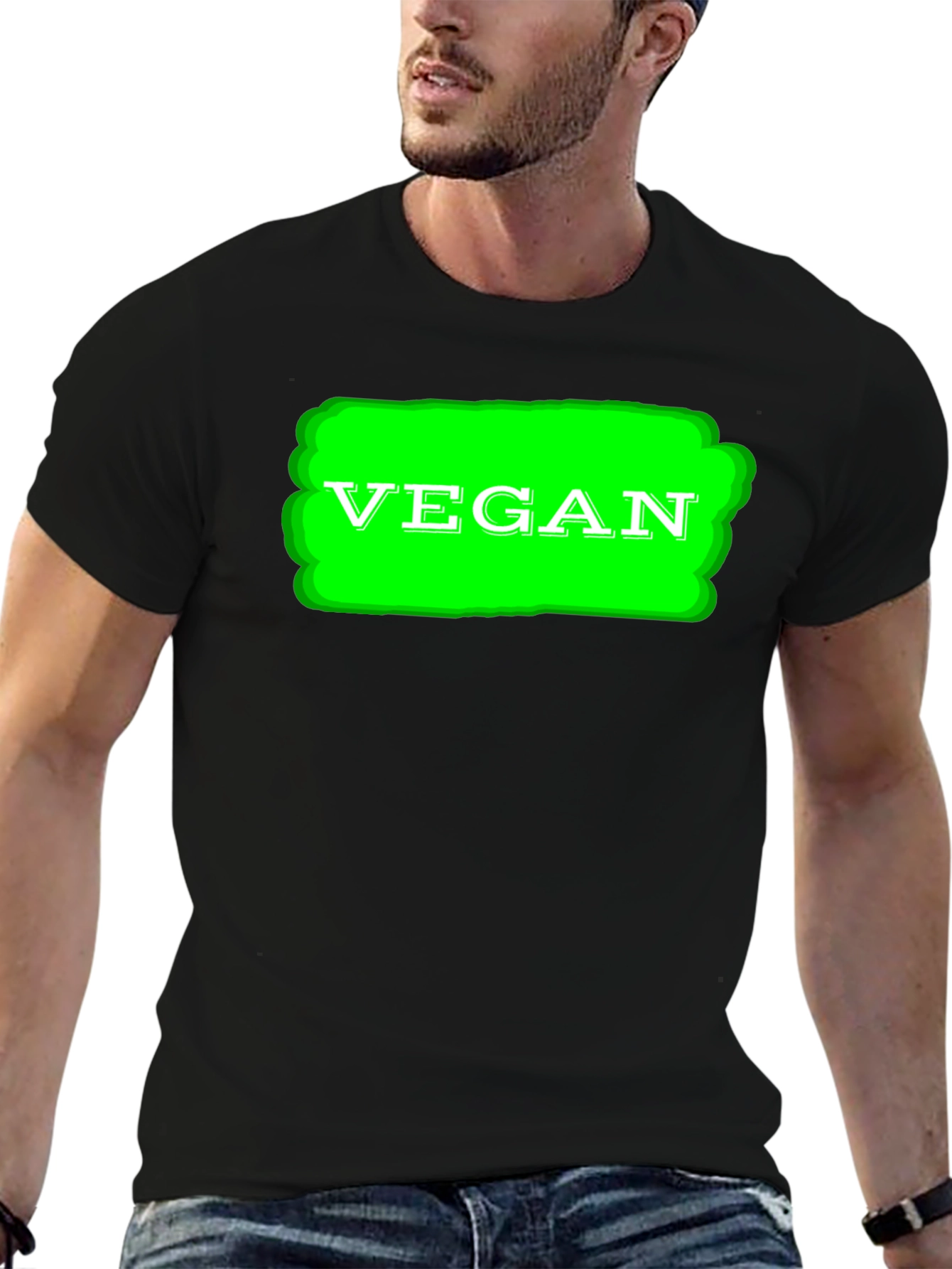 Vegan Graphic T-Shirt - Black Cotton Tee