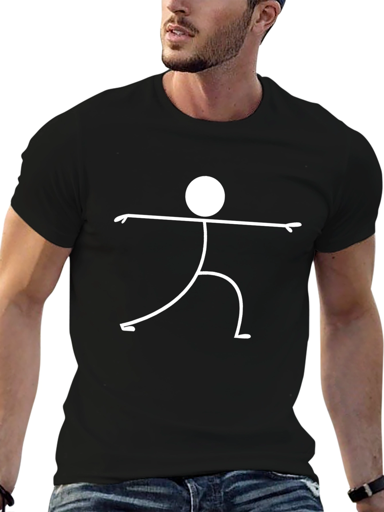 Yoga Stick Figure T-Shirt - Black Cotton Tee