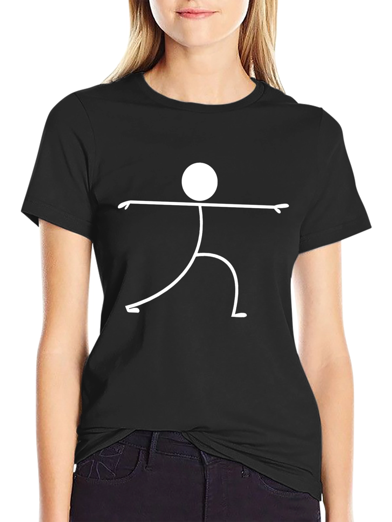 Yoga Stick Figure T-Shirt - Black Cotton Tee