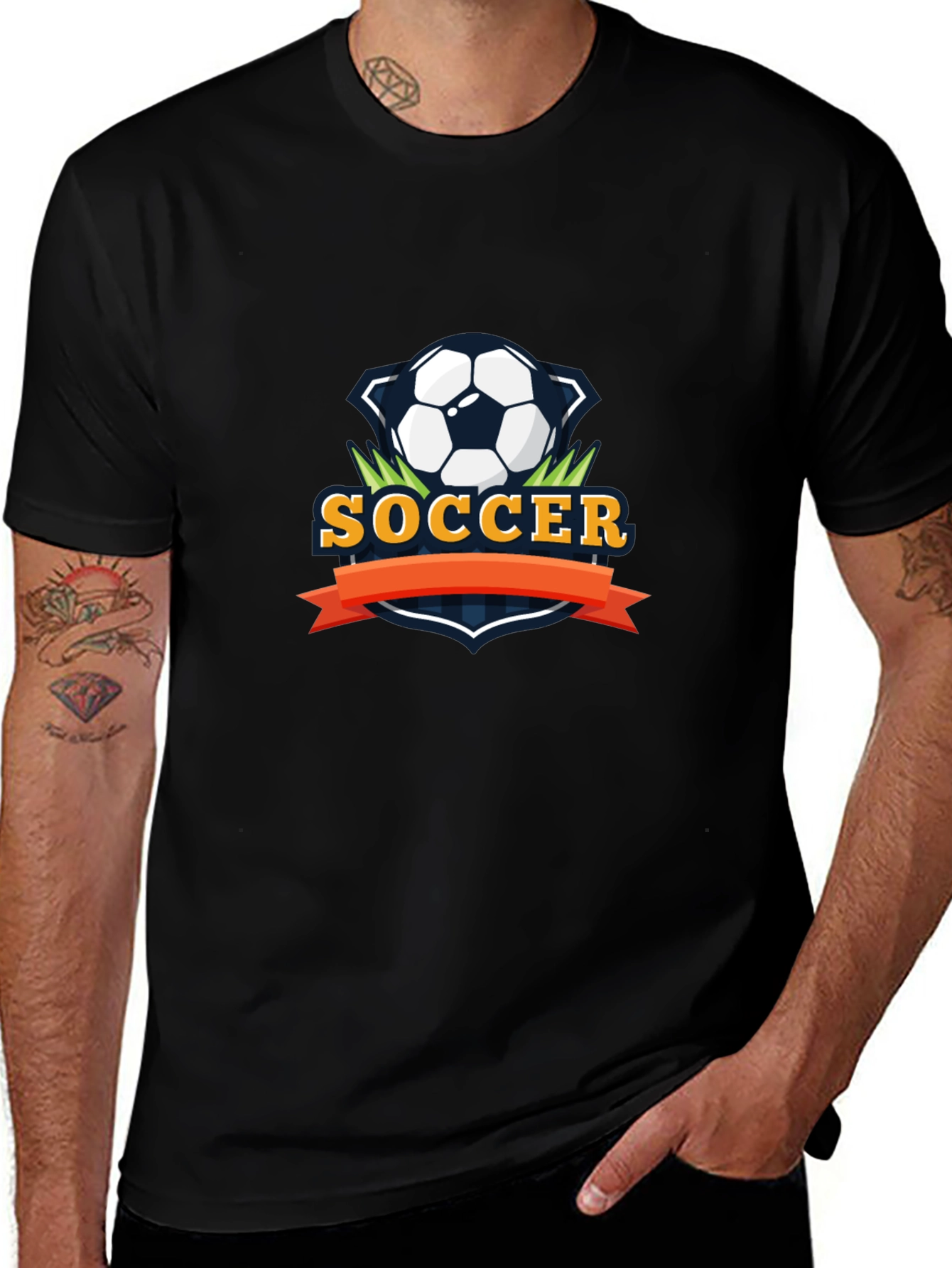 Soccer Graphic Tee - Stylish Black Cotton T-Shirt
