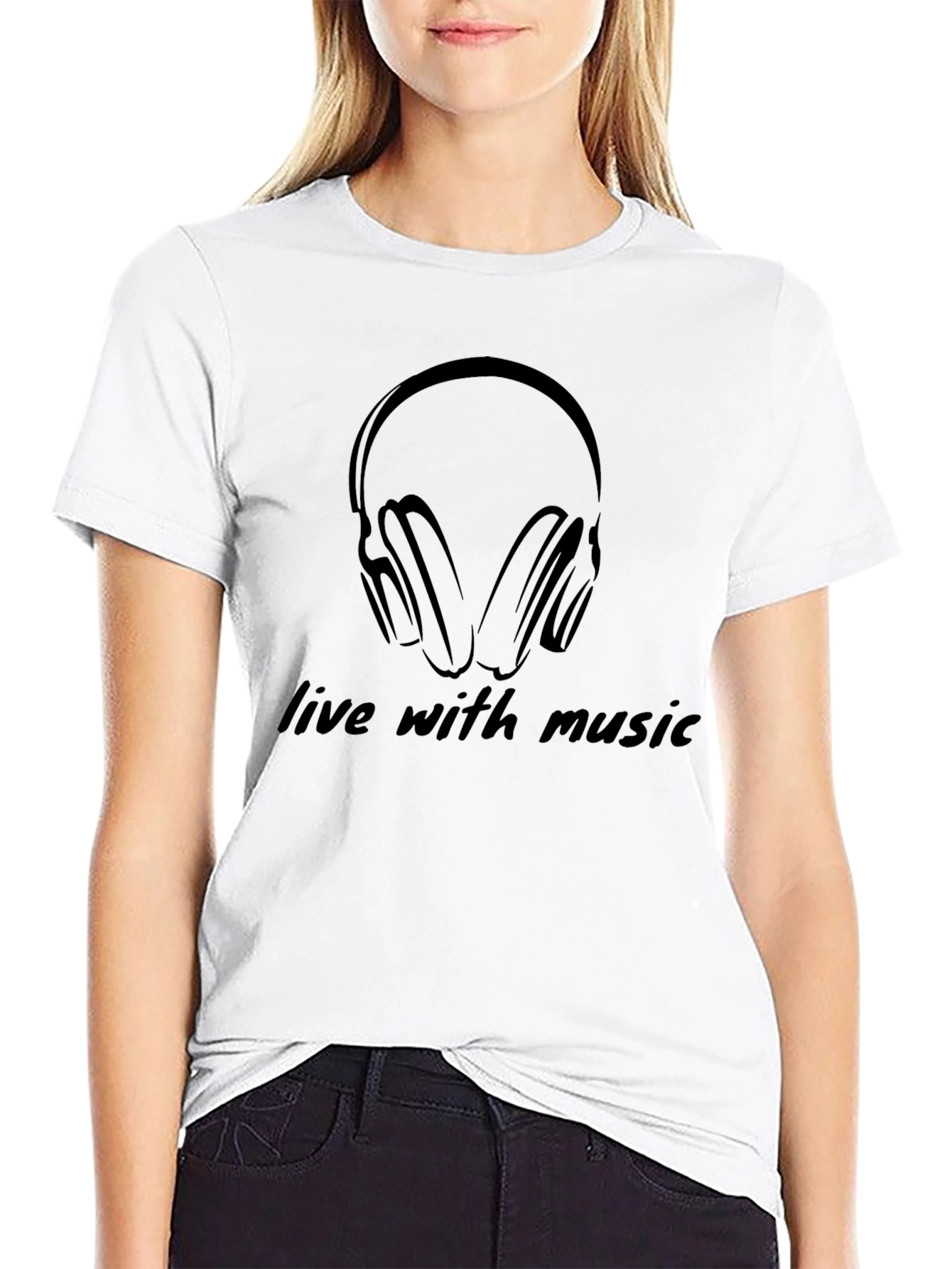 Live with Music - Black Graphic Tee