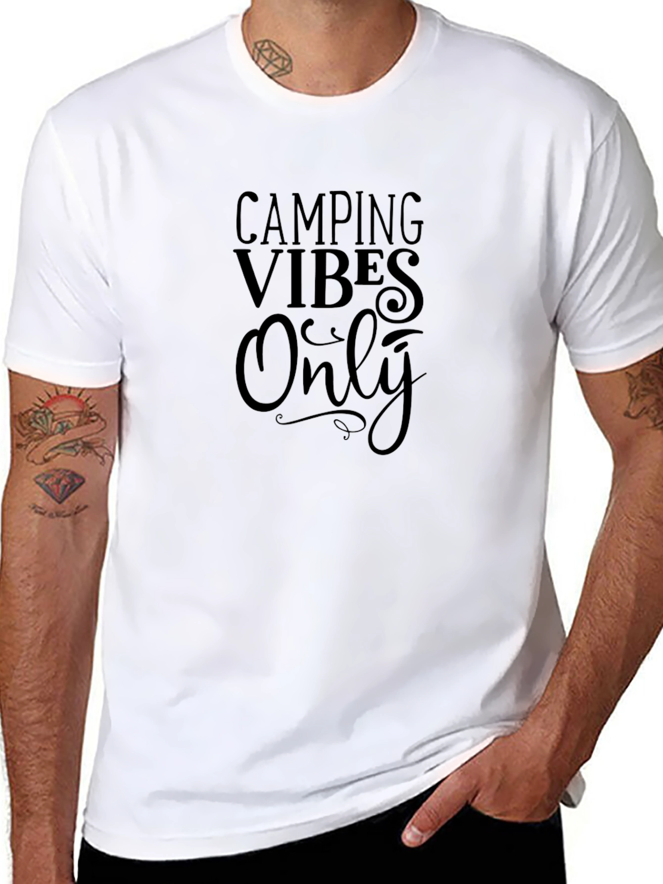 Camping Vibes Only Graphic Tee - Black Cotton Shirt