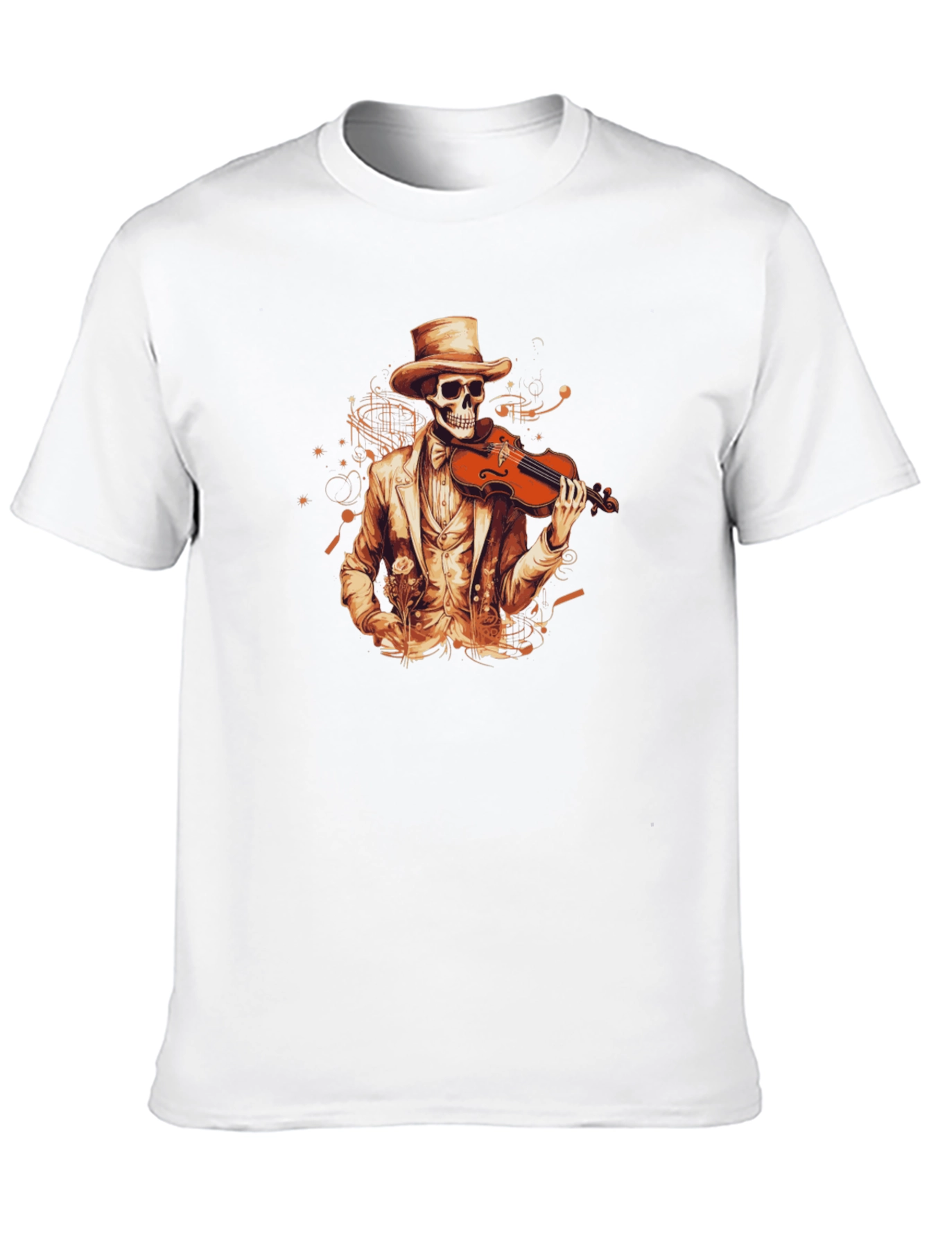 Skeleton Violinist Graphic Tee - Black Cotton T-Shirt