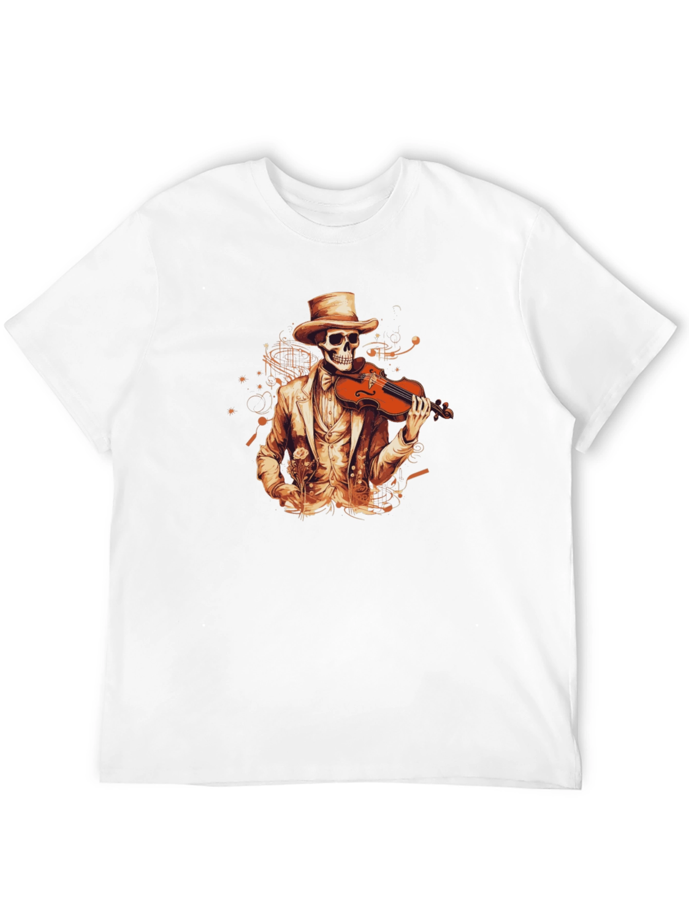 Skeleton Violinist Graphic Tee - Black Cotton T-Shirt