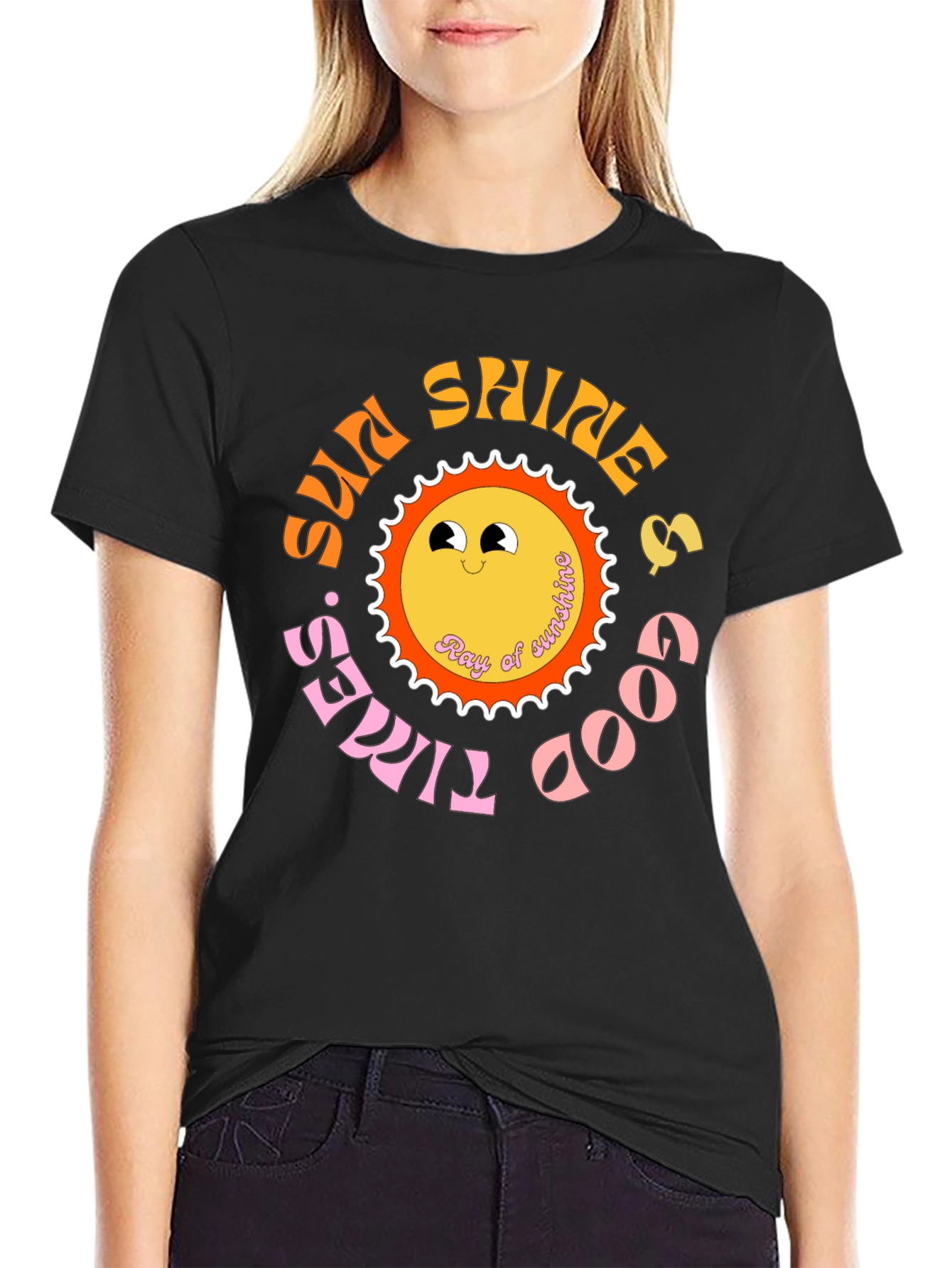 Retro Sun Shine & Good Times Black T-Shirt