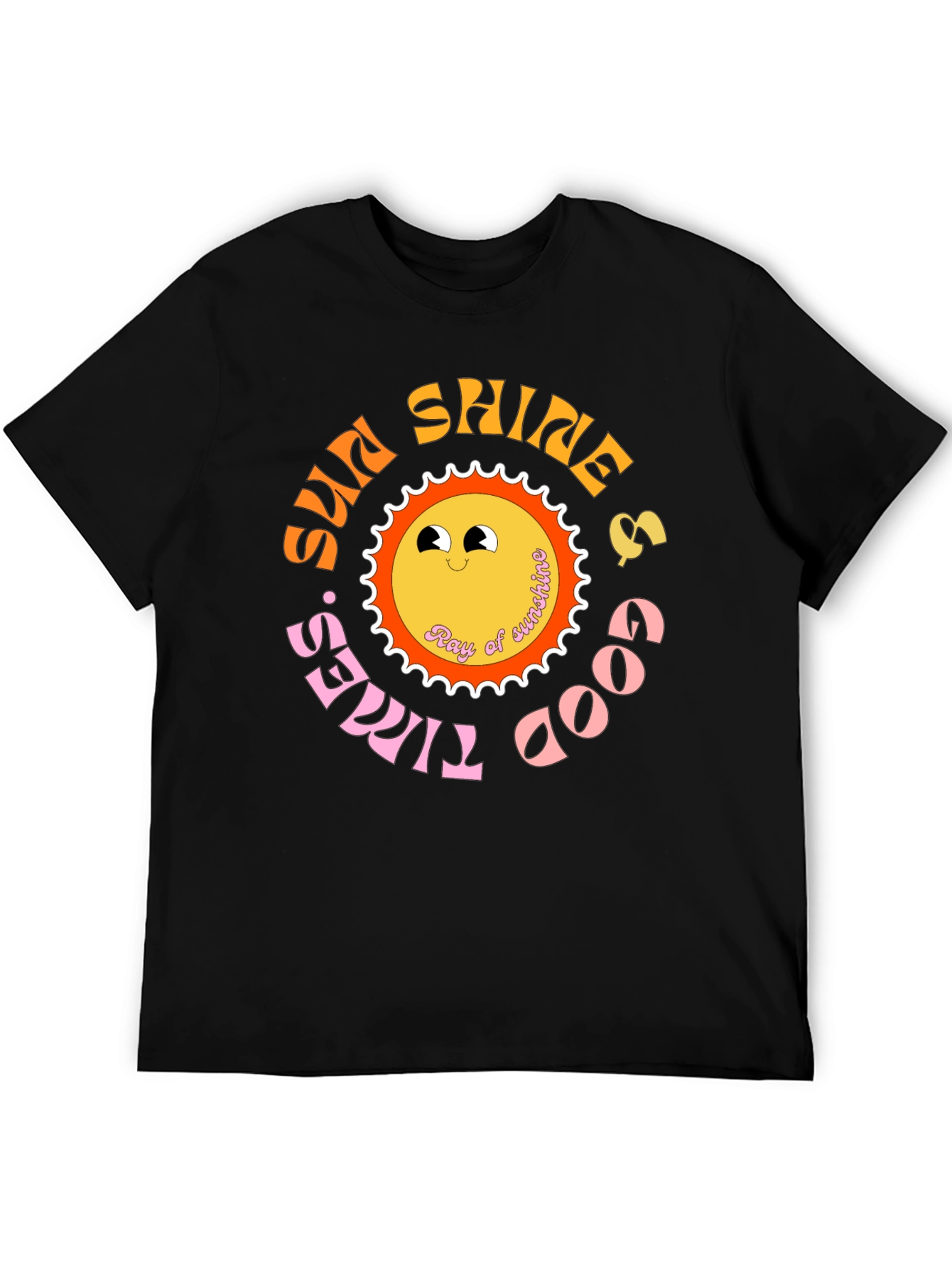 Retro Sun Shine & Good Times Black T-Shirt