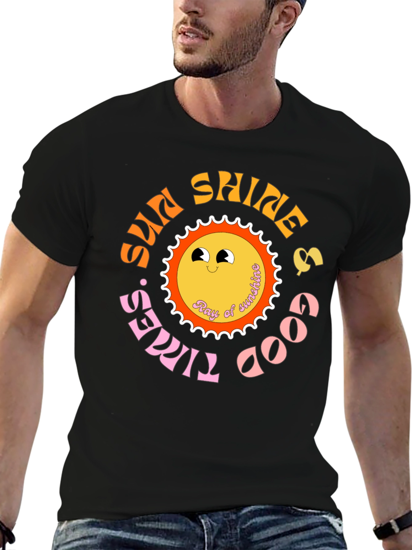 Retro Sun Shine & Good Times Black T-Shirt