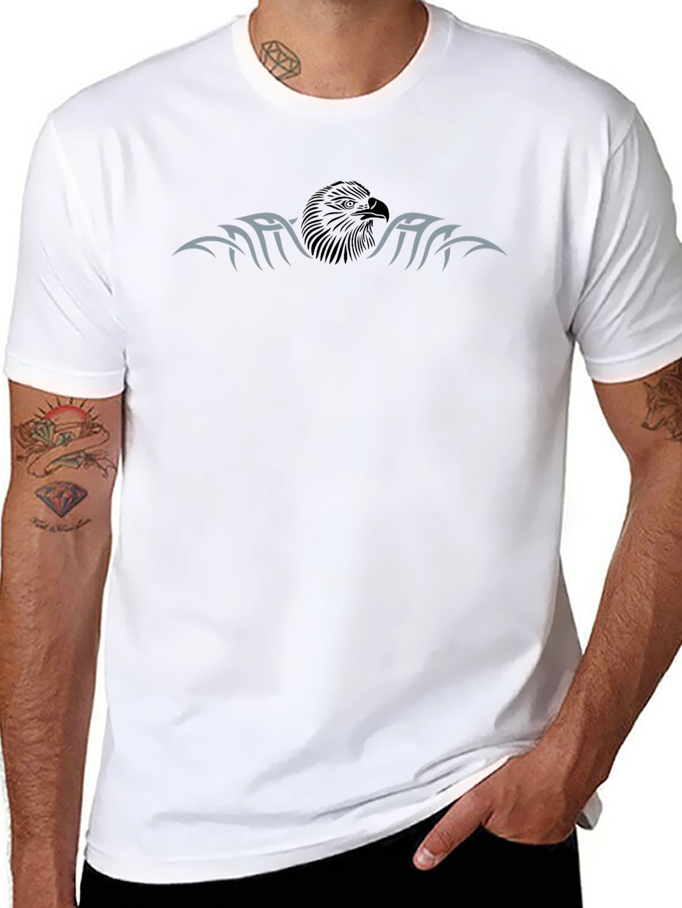 Mens Black Eagle Graphic T-Shirt